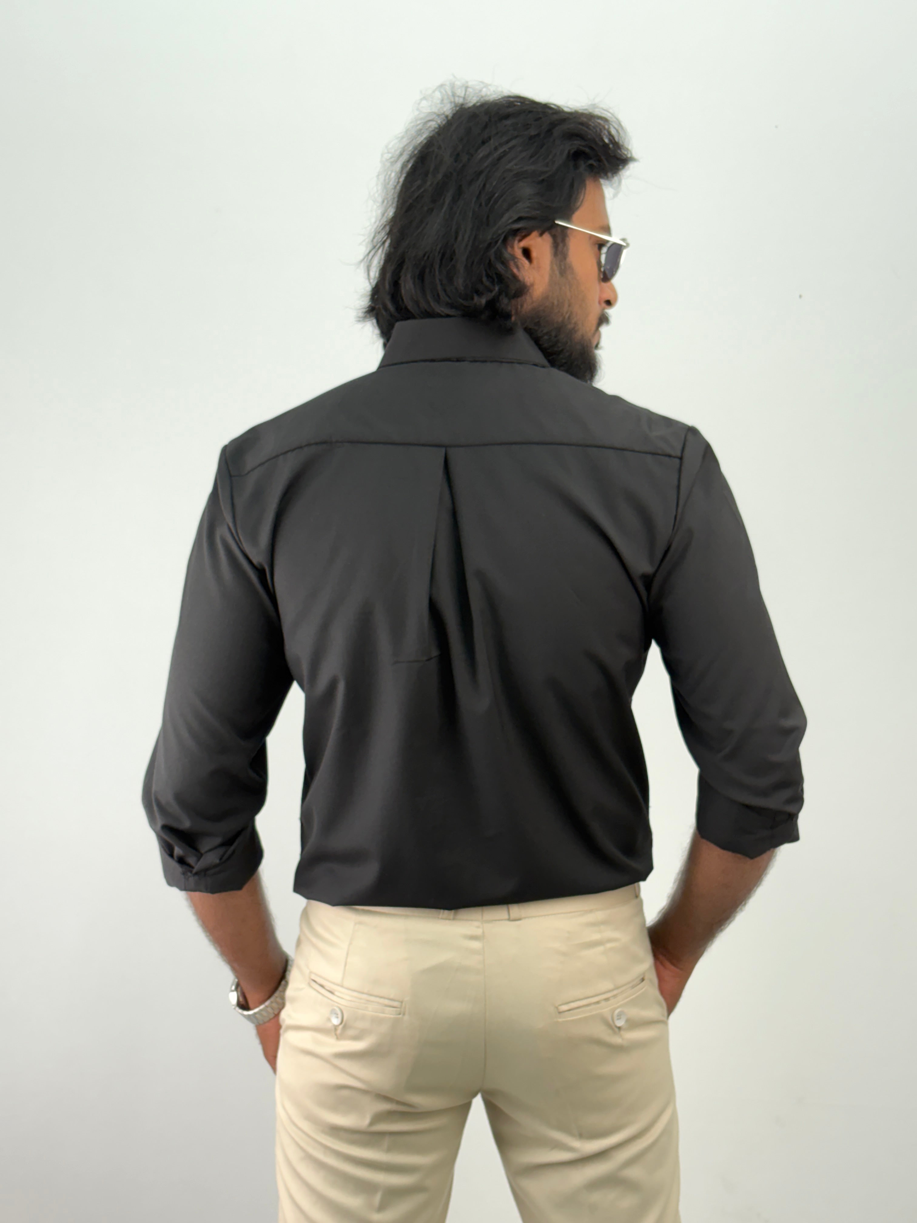 Black Flock Printed Shirt 2