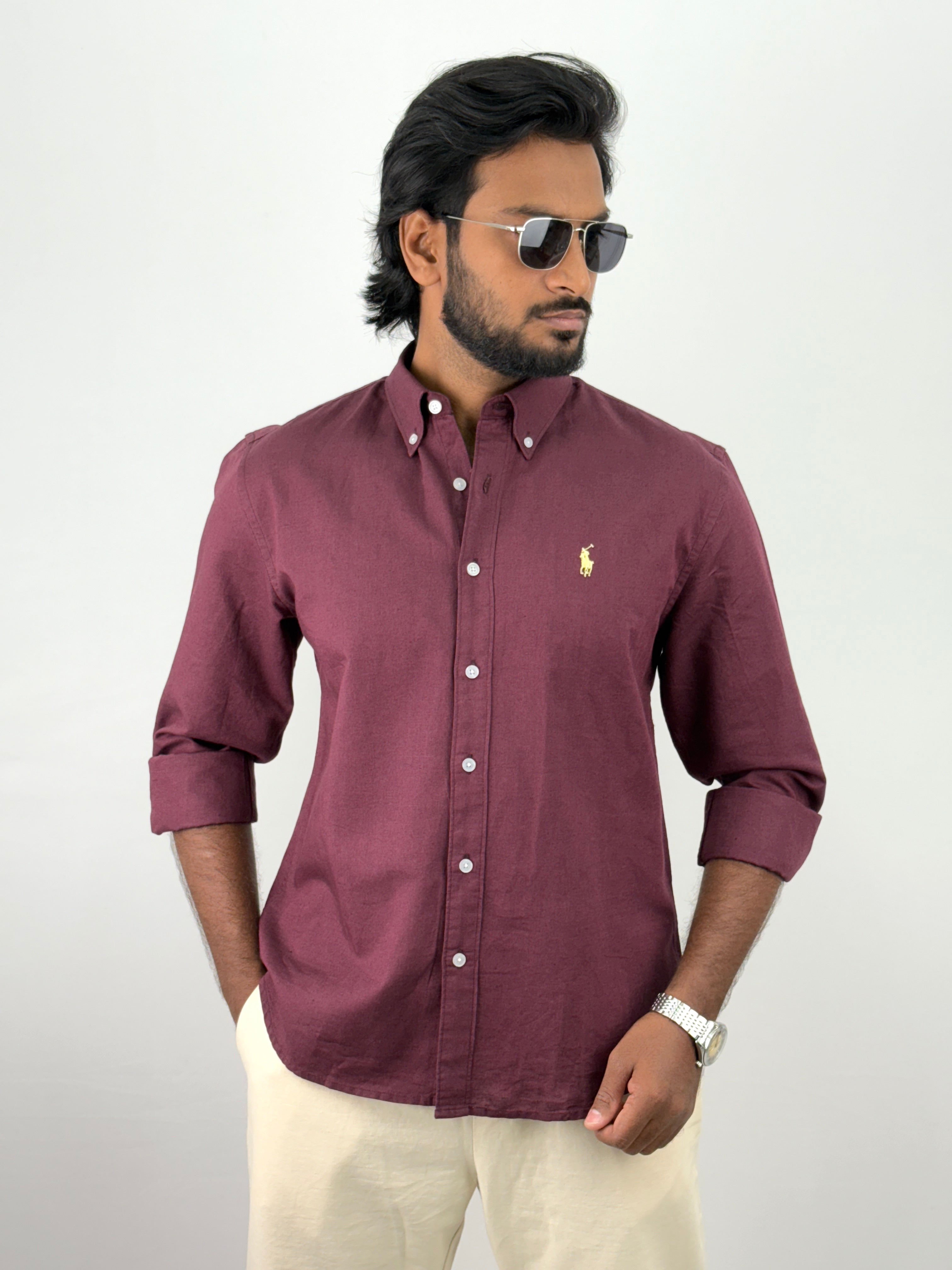 Wine Linen Shirt