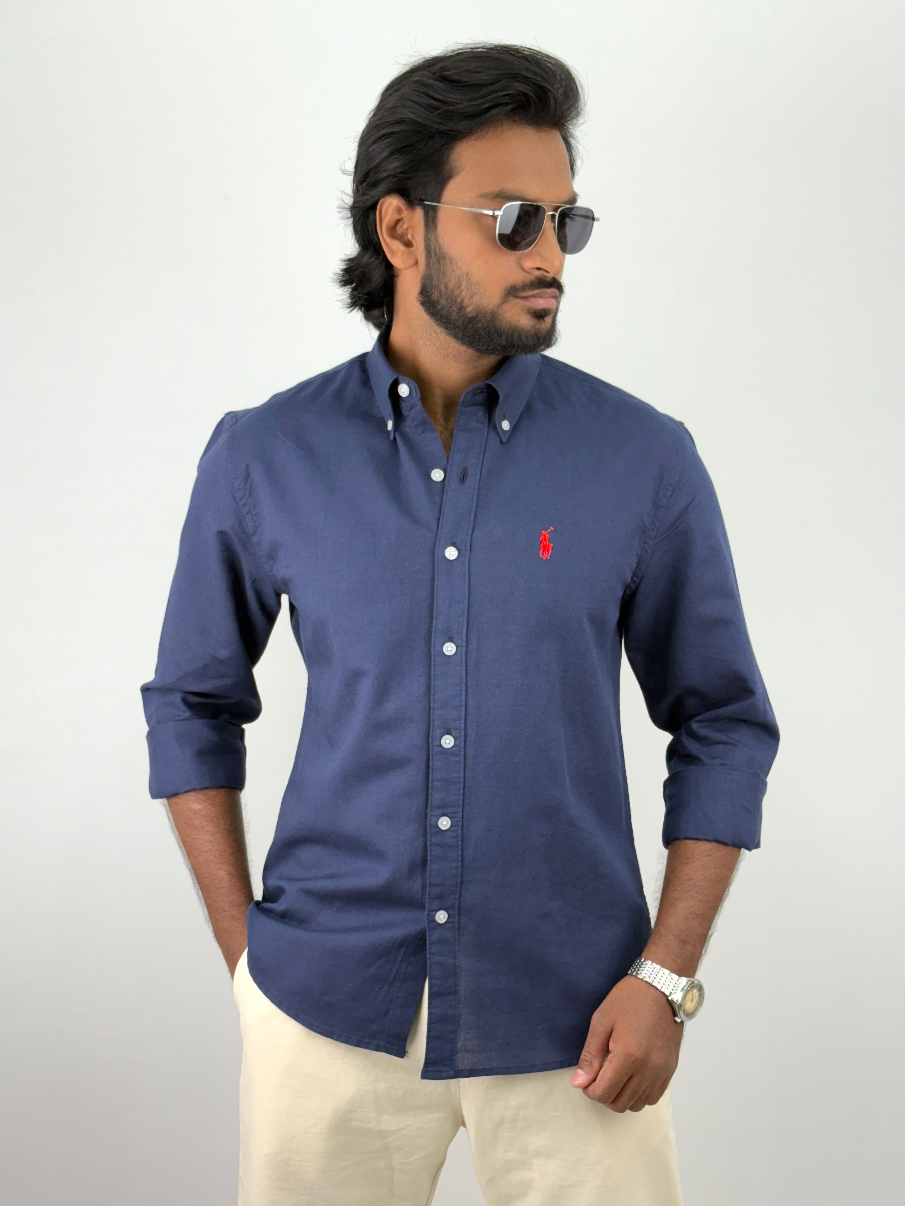 Navy Linen Shirt