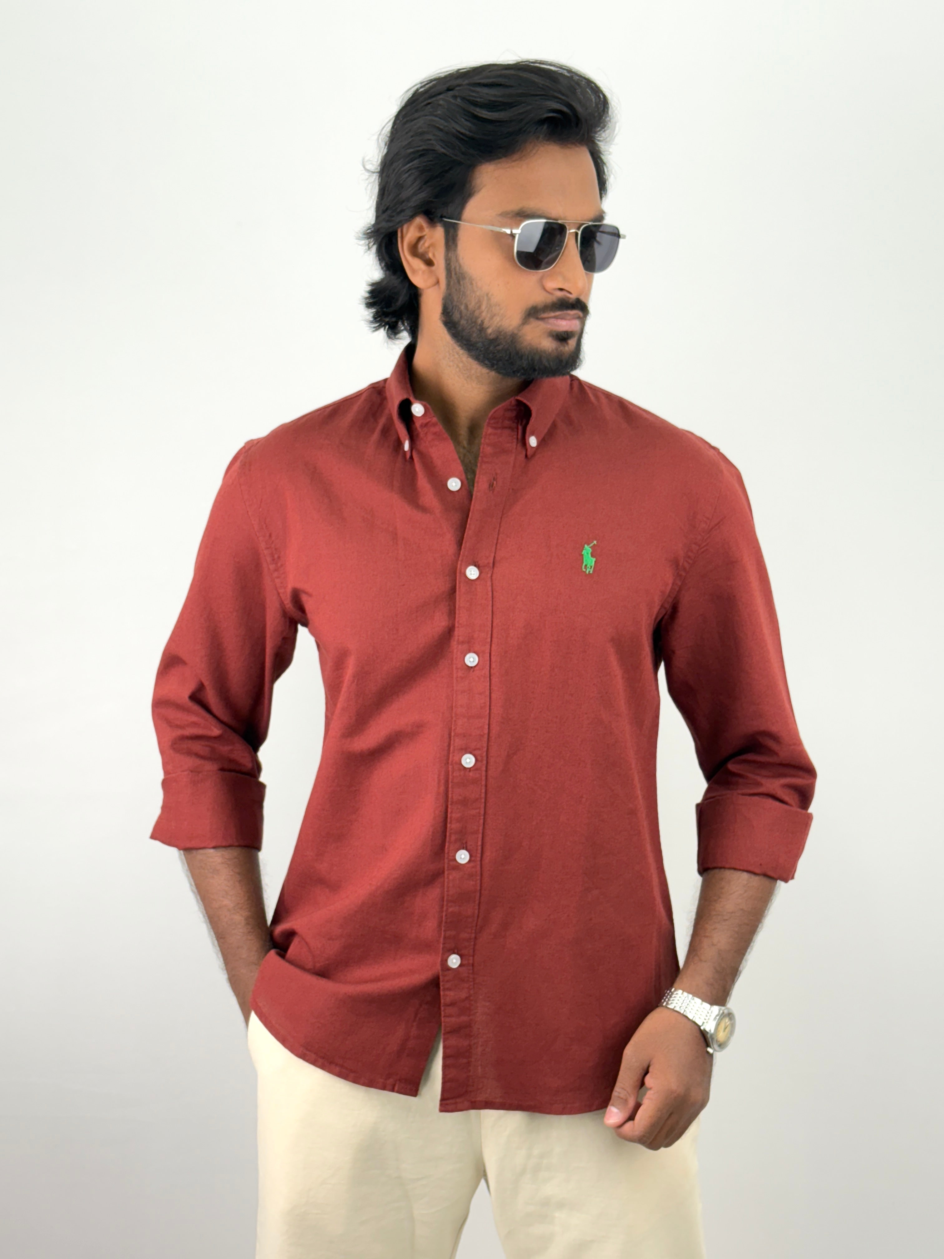 Brick Red Linen Shirt