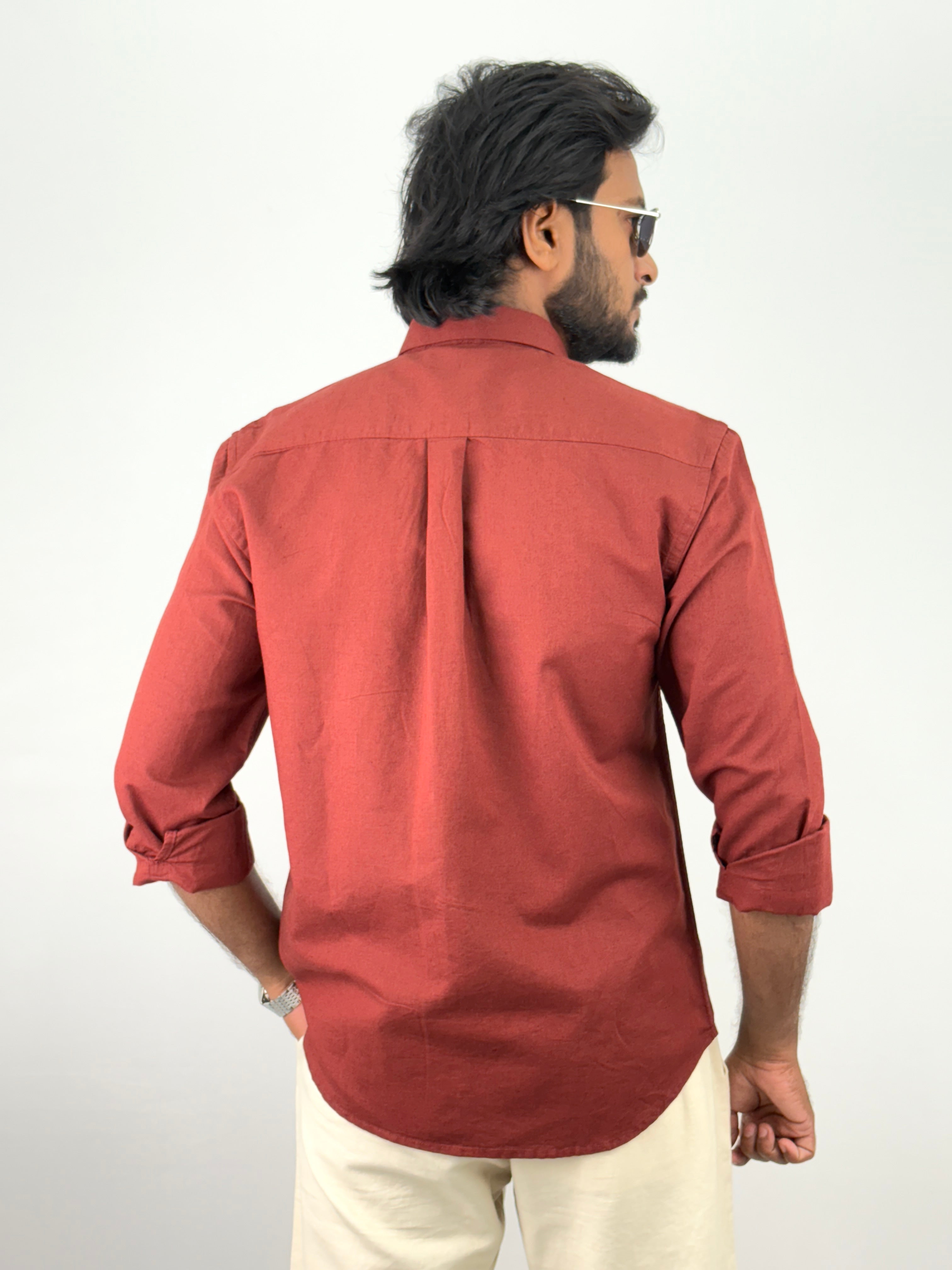 Brick Red Linen Shirt