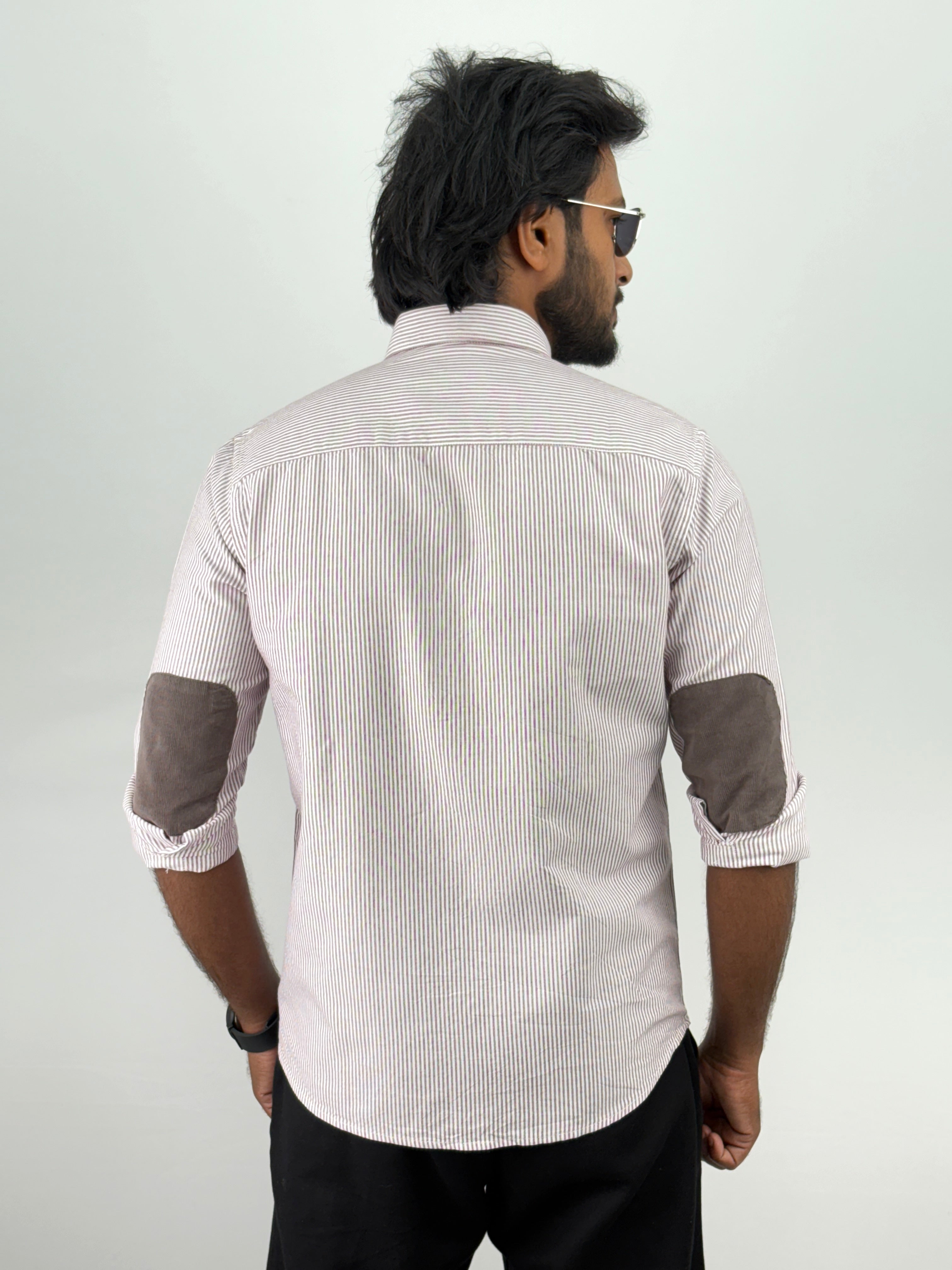 Cherry Elbow Patch Stripe Shirt