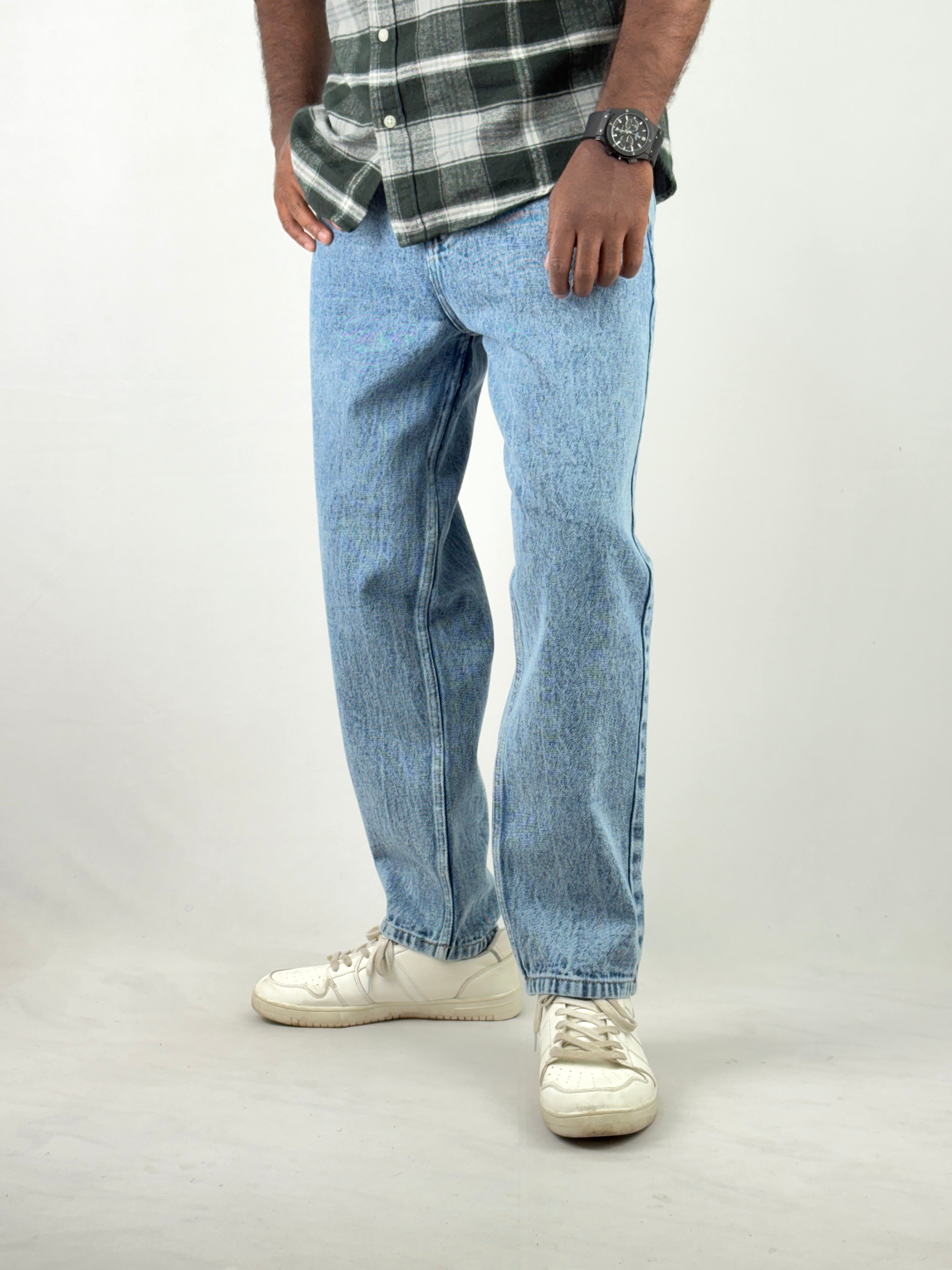 Blue Semi Baggy Jeans