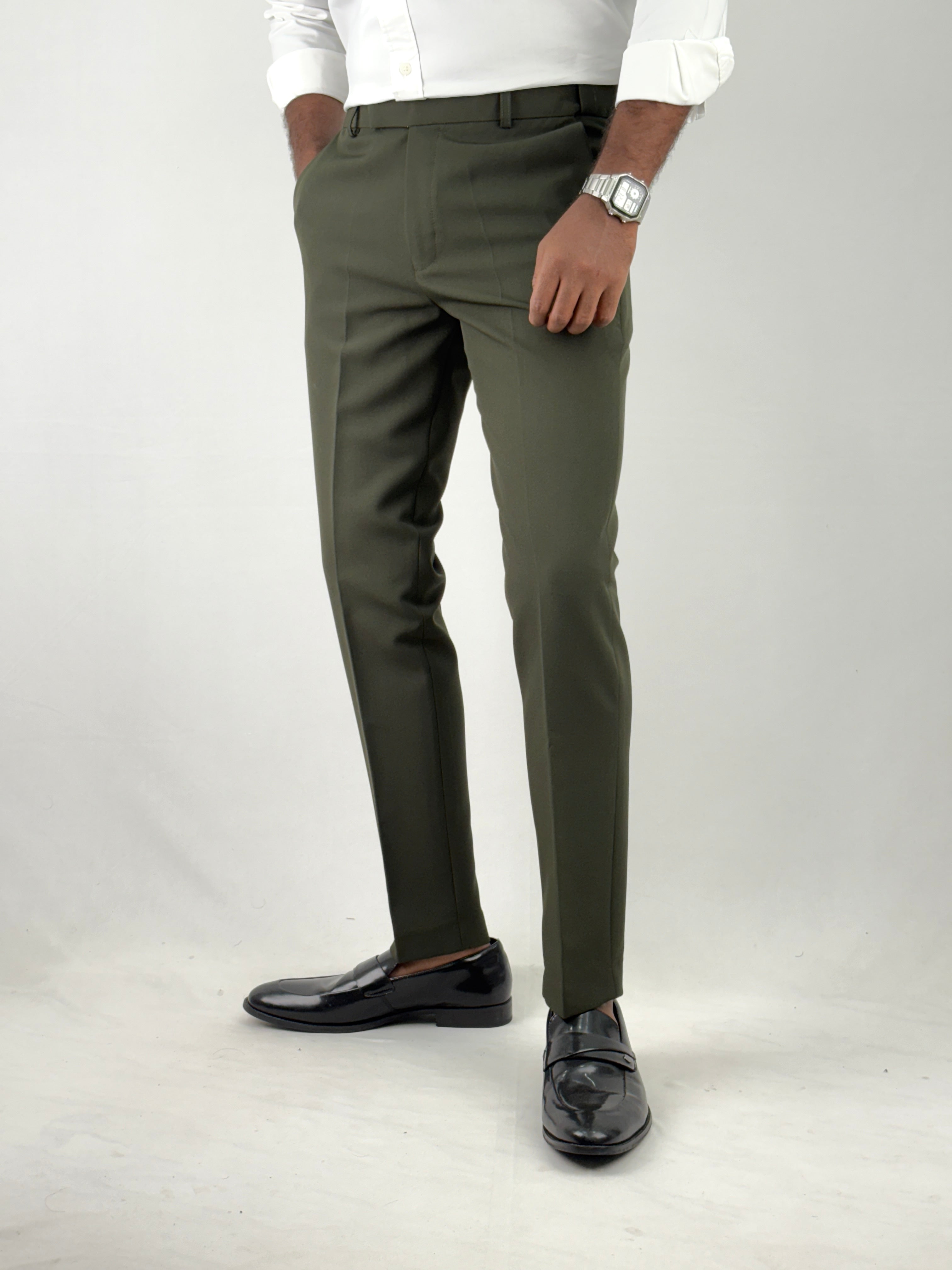 Dark Green Flexiwaist Formal Pant