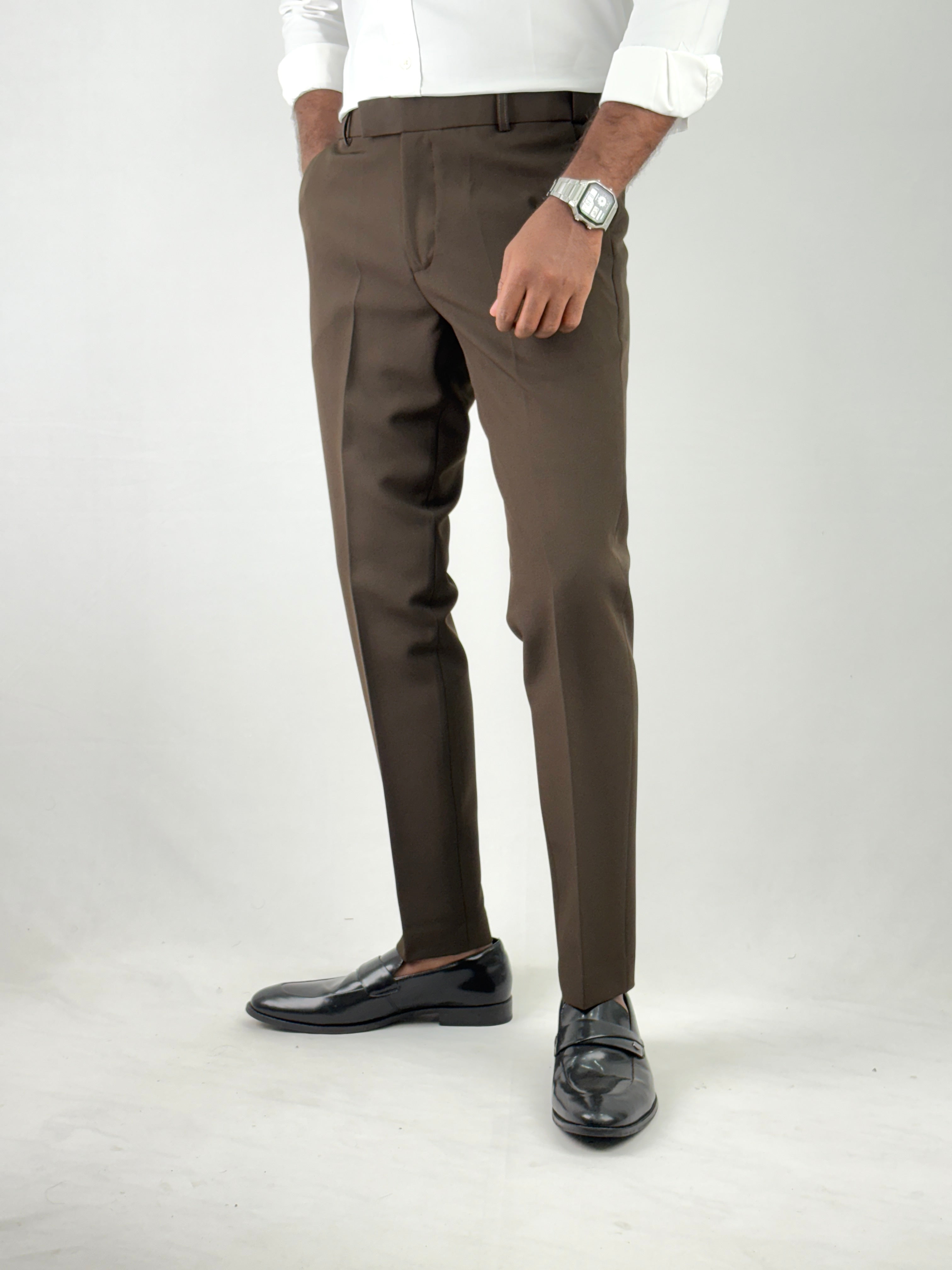 Coffee Brown Flexiwaist Formal Pant