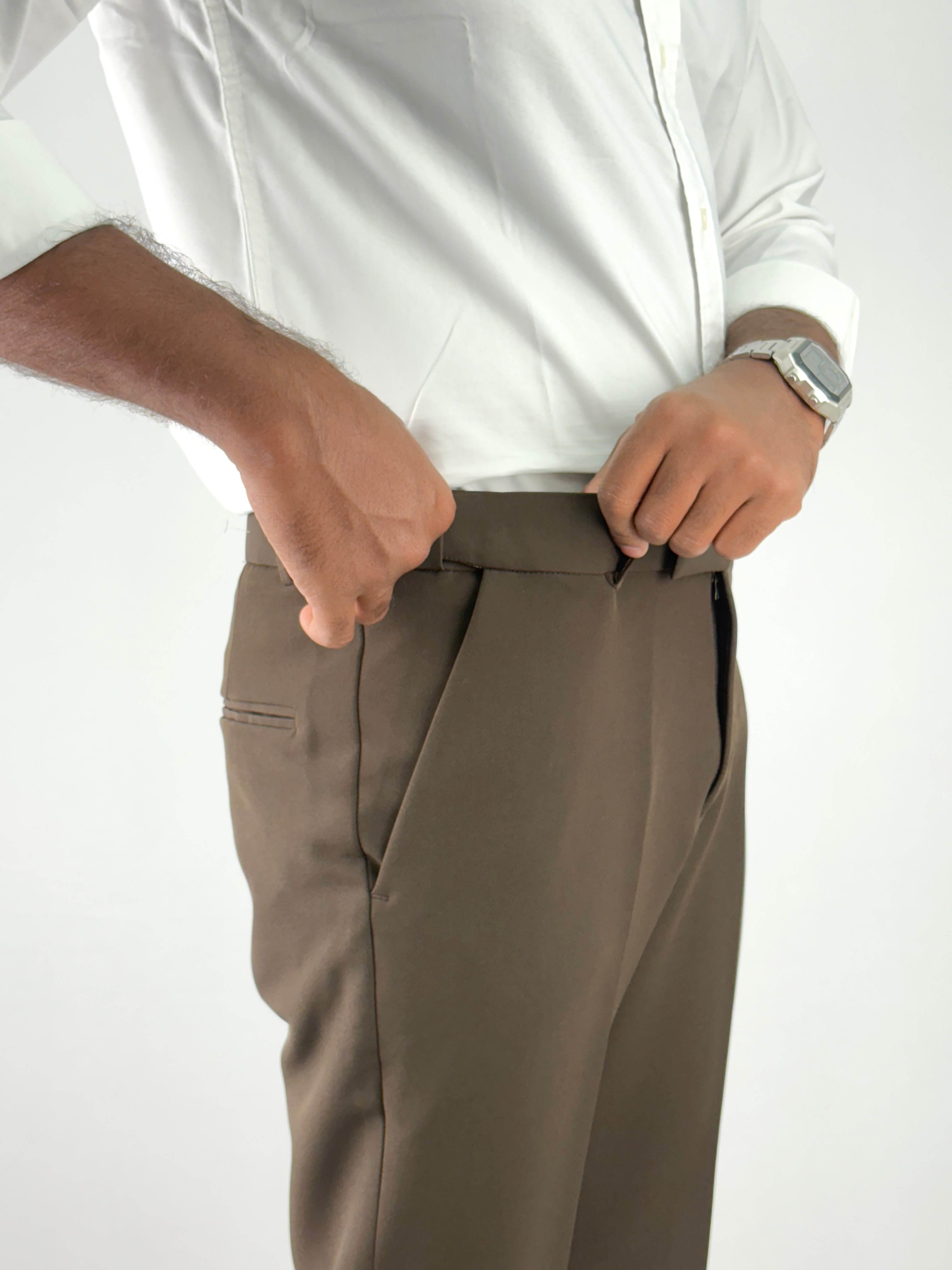 Coffee Brown Flexiwaist Formal Pant