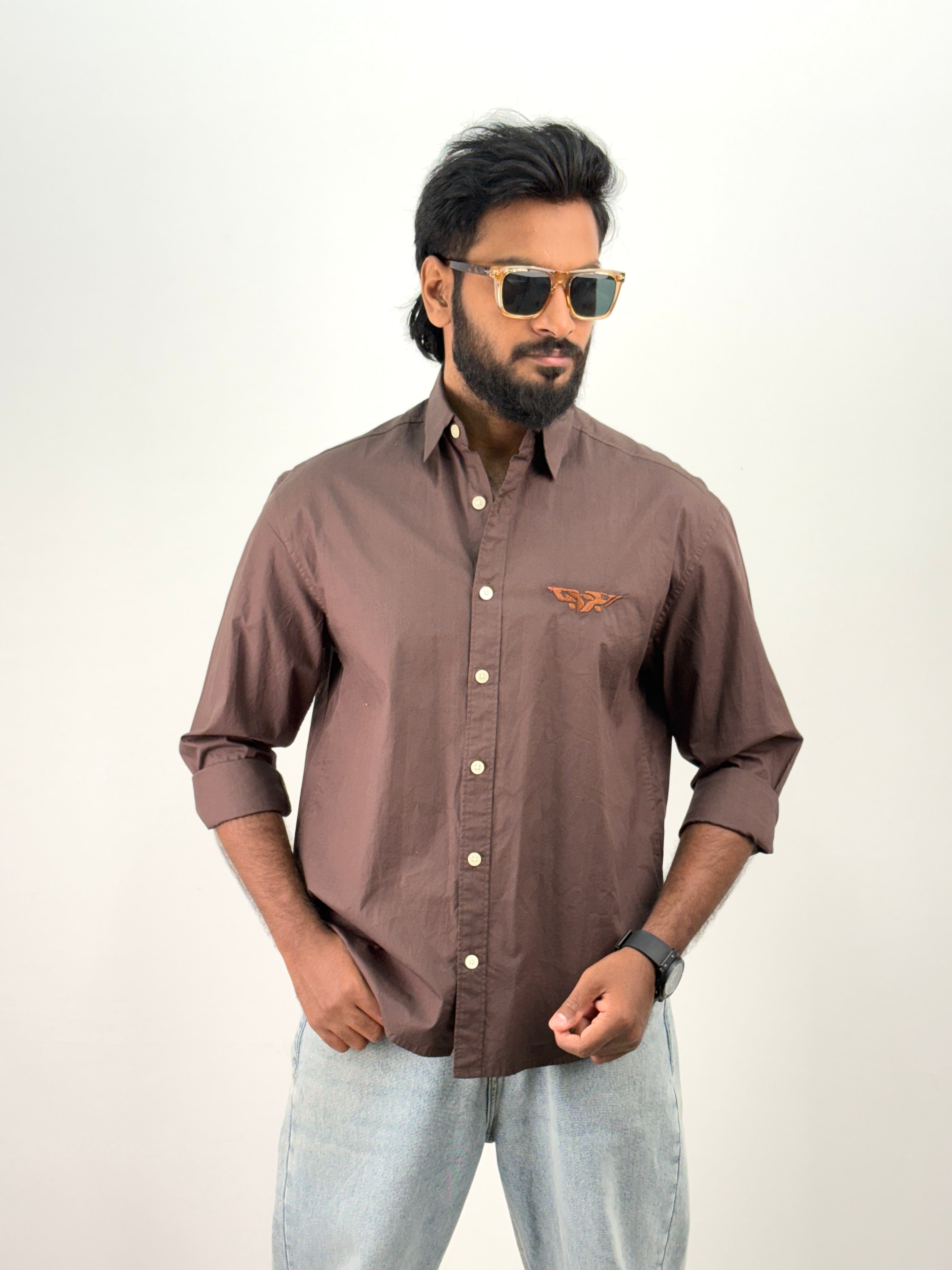 Brown Embroidery Shirt