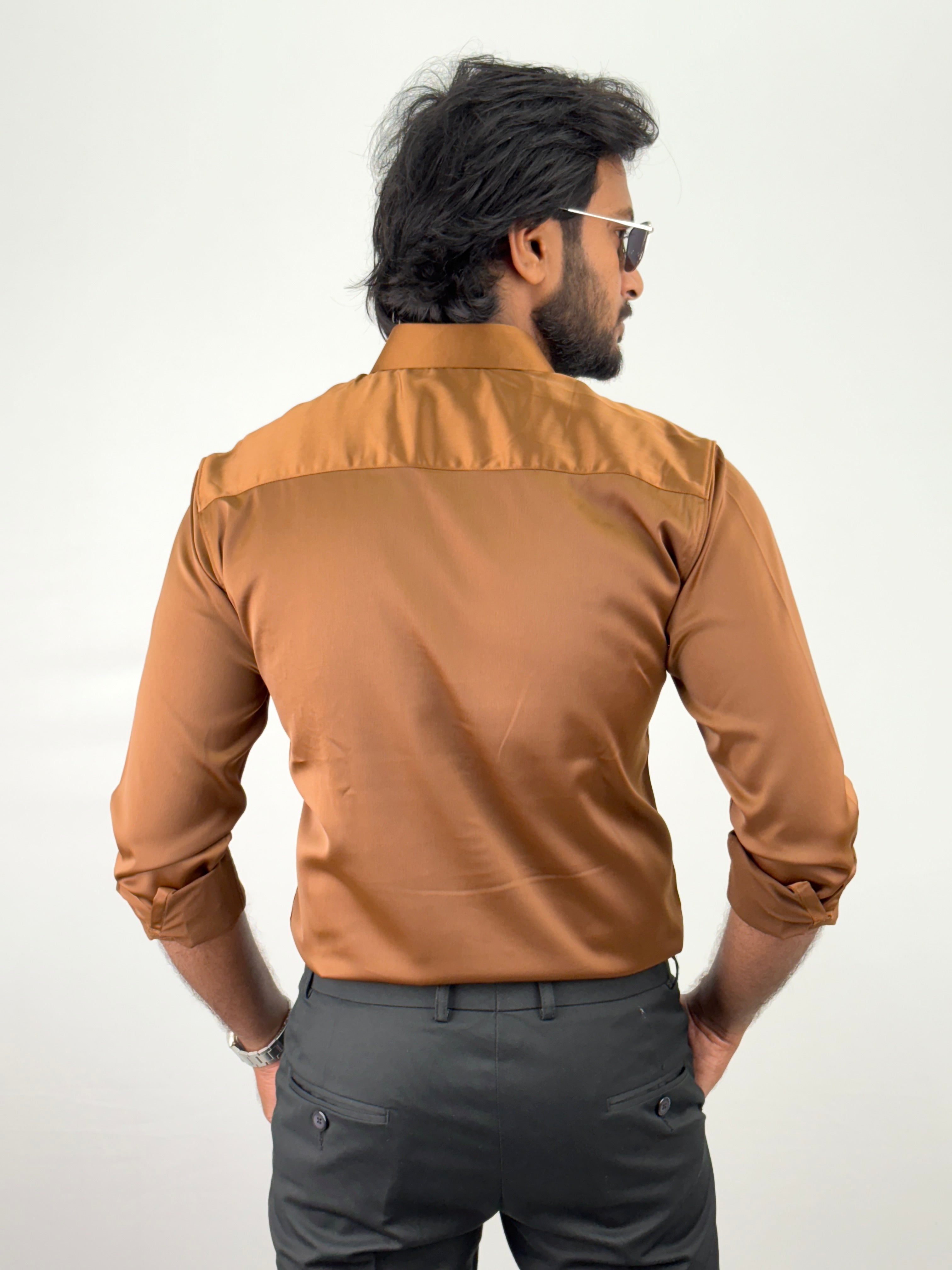 Brown Designer Stone Work Shirt 3