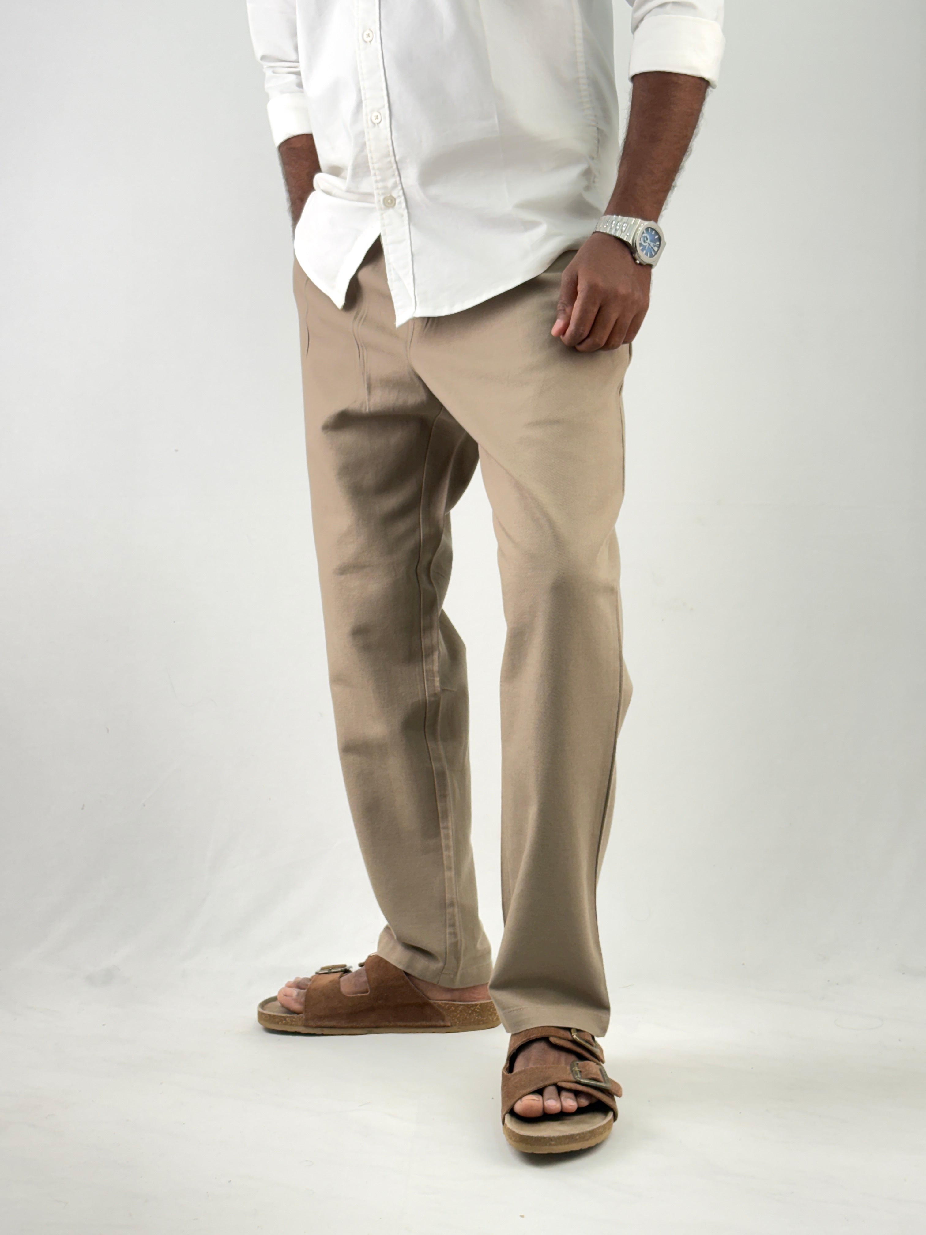 Light Brown Relaxed Fit Linen Pant 3
