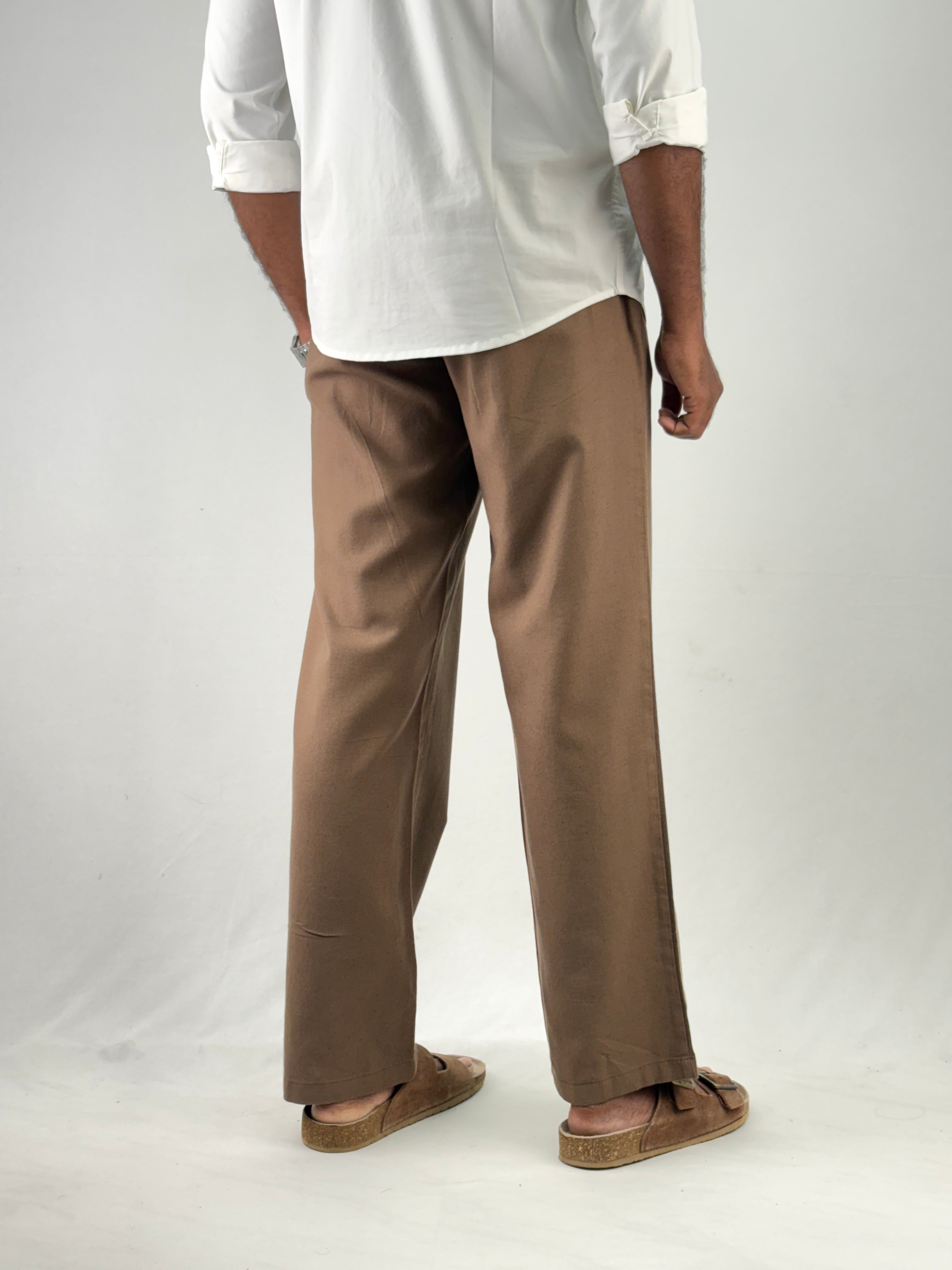 Khaki Relaxed Fit Linen Pant 3