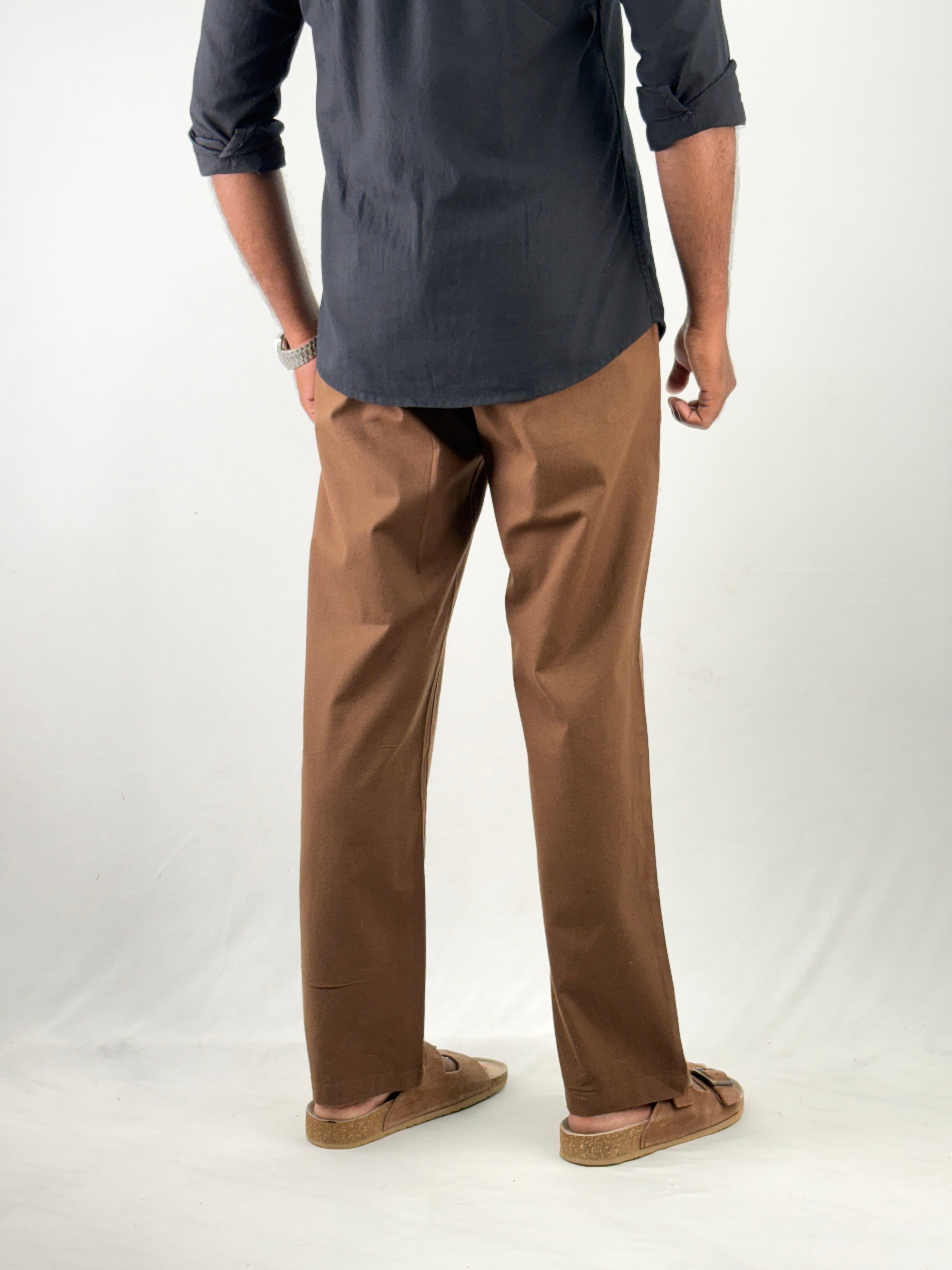 Brown Relaxed Fit Linen Pant 3