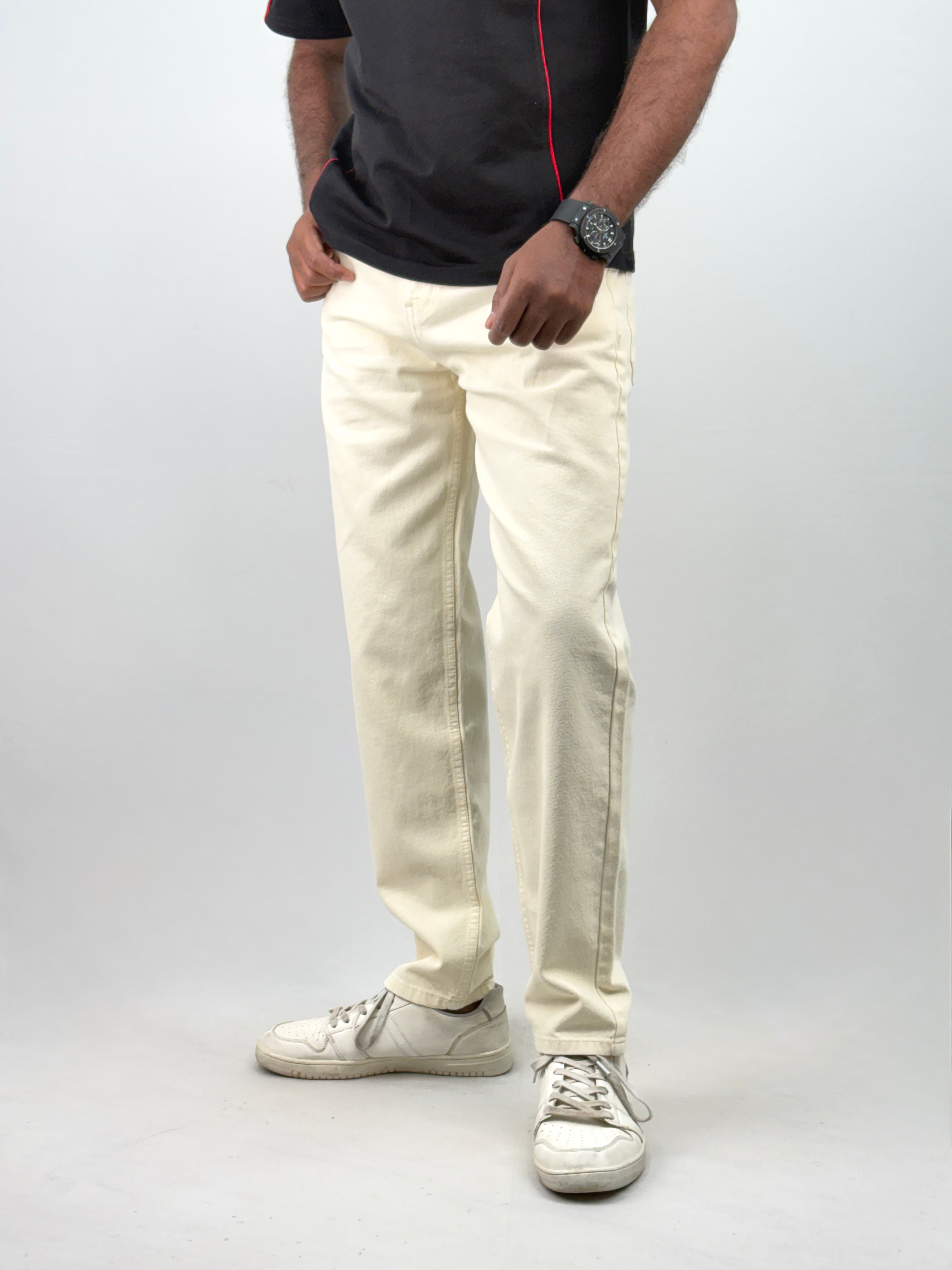 Cream Semi Baggy Jean