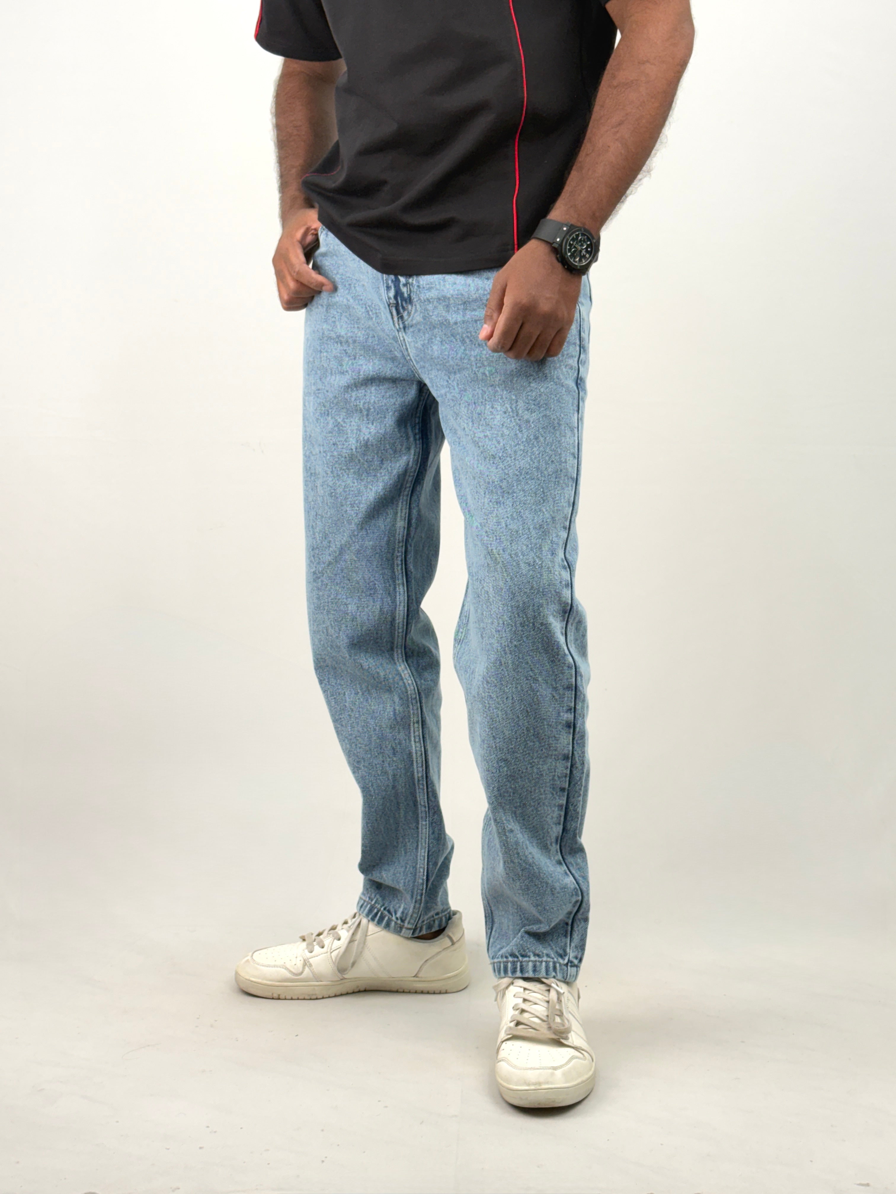 Blue Acid Wash Semi Baggy Jean