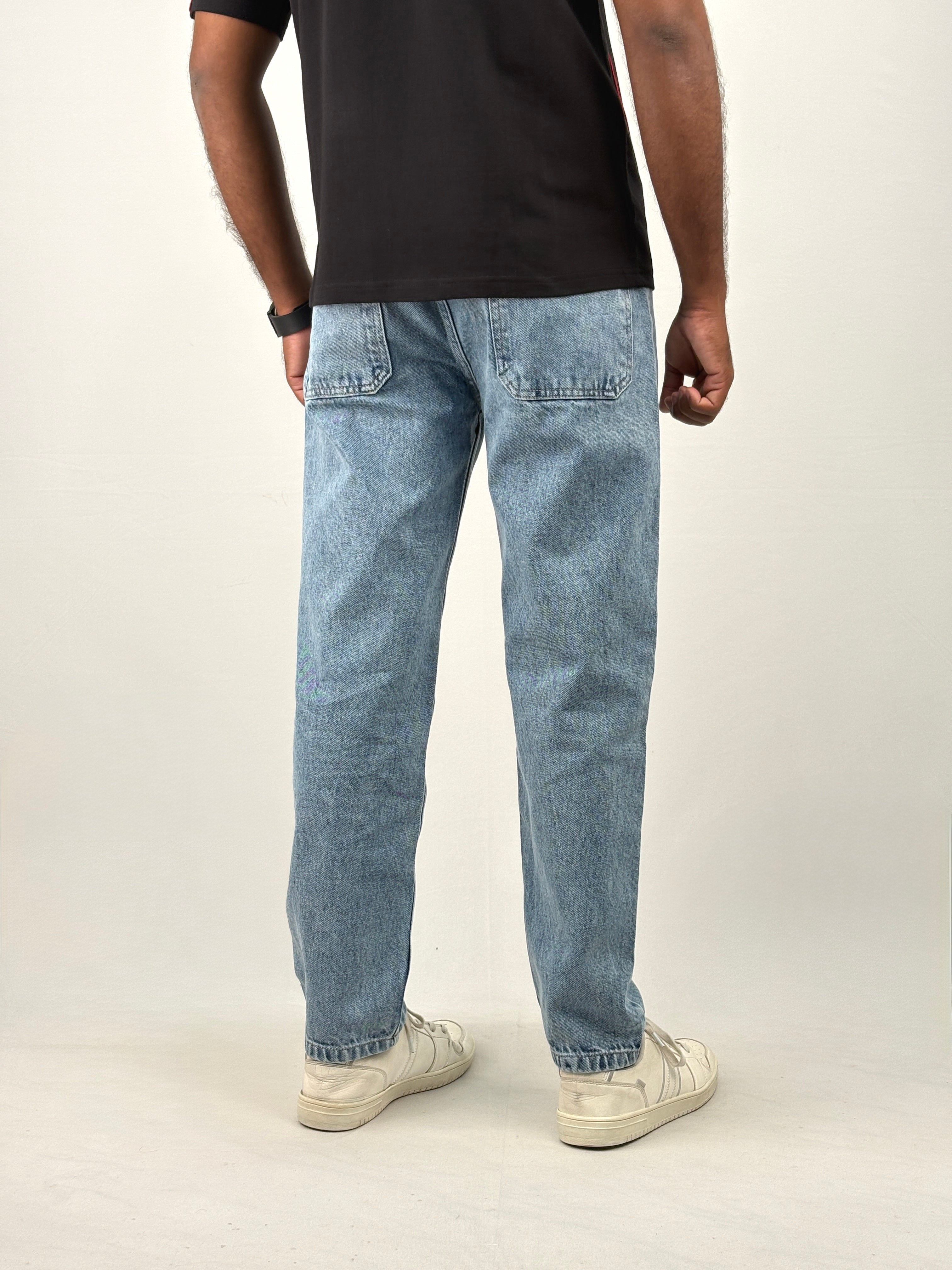 Blue Acid Wash Semi Baggy Jean