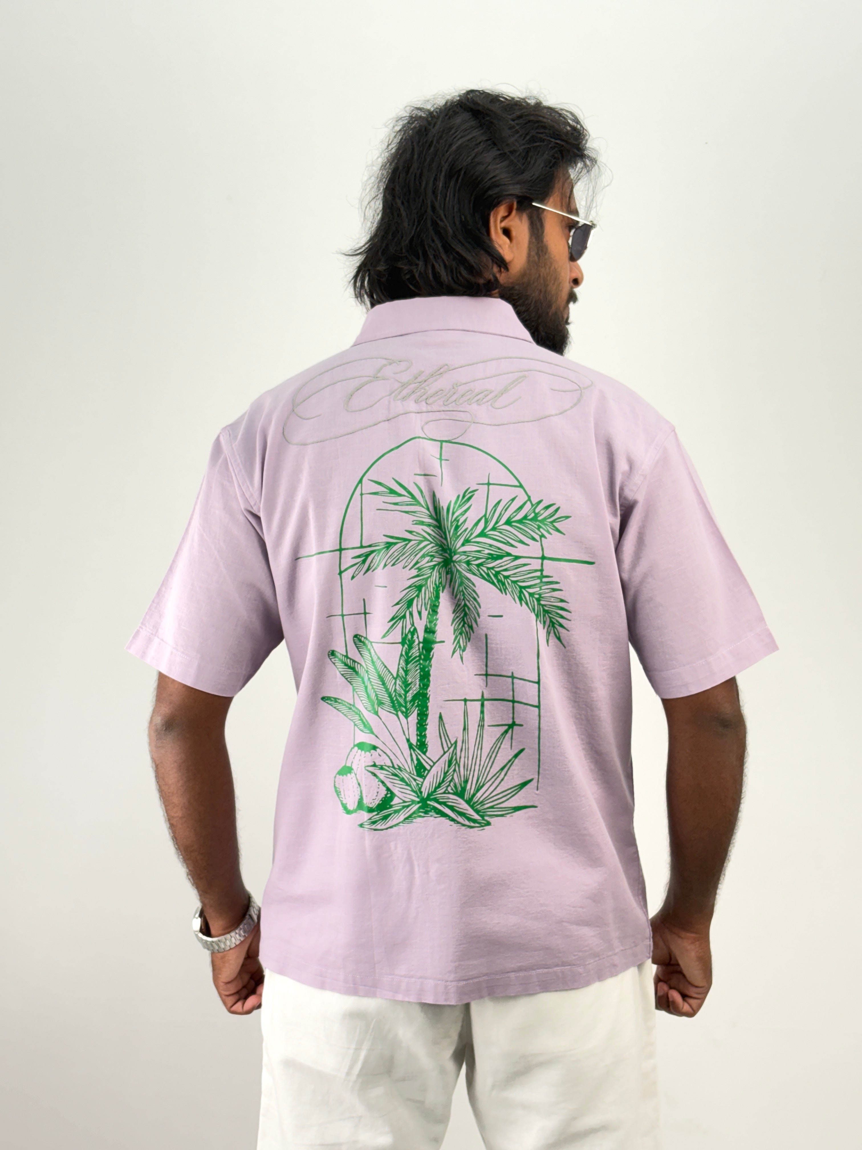 Light Lavender Half Sleeve Embroidery Shirt