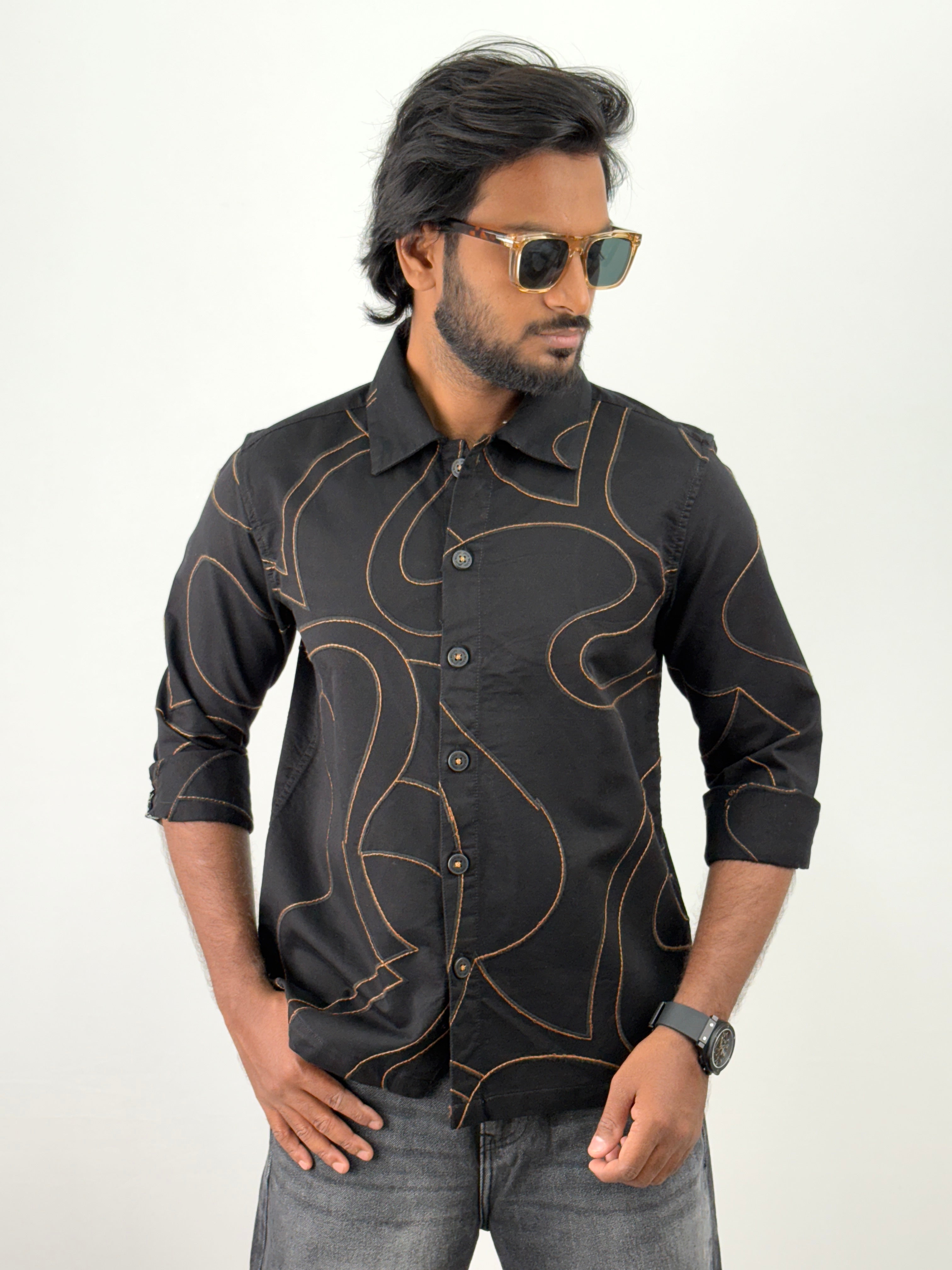 Black Embroidery Shacket