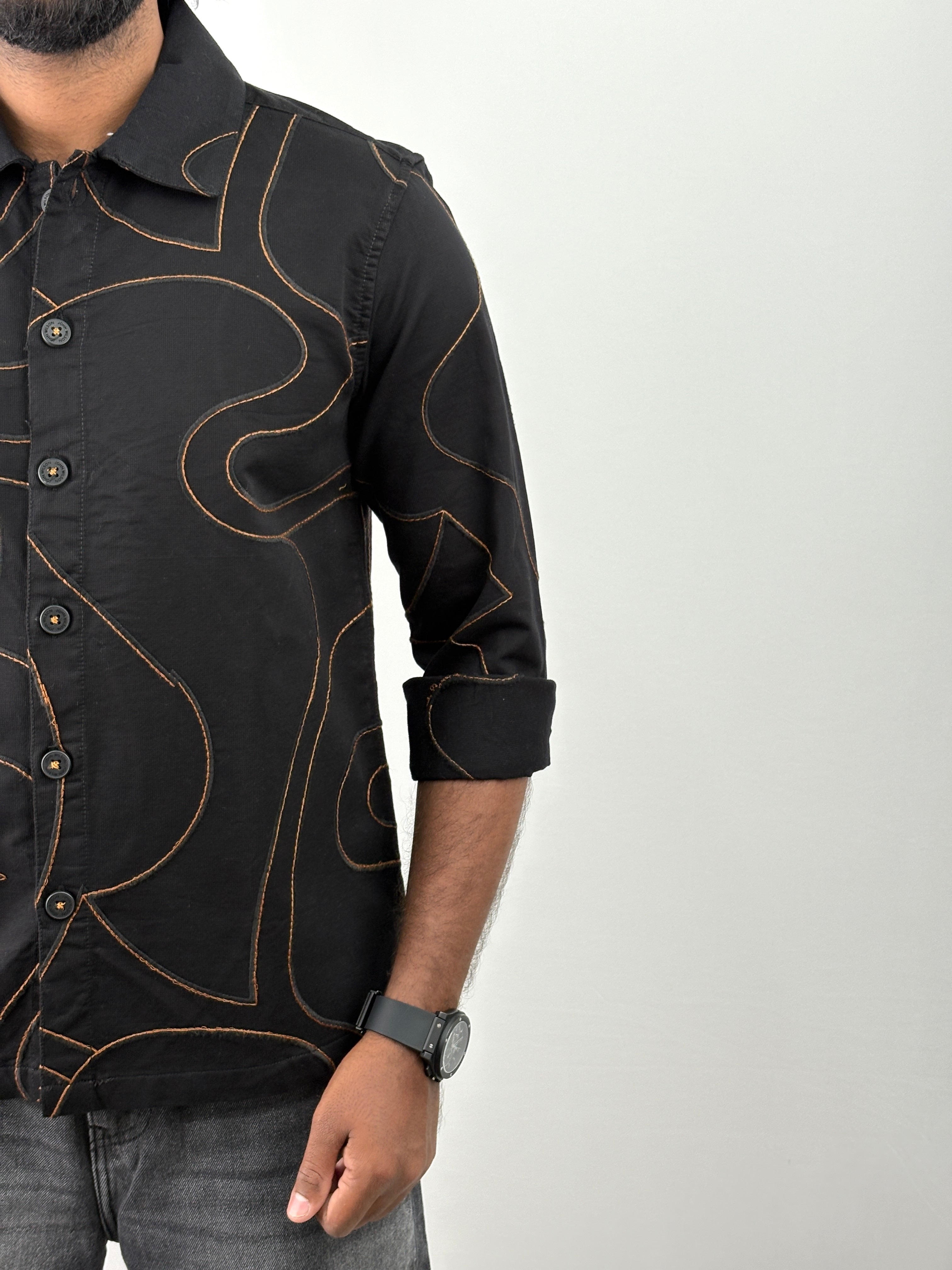 Black Embroidery Shacket