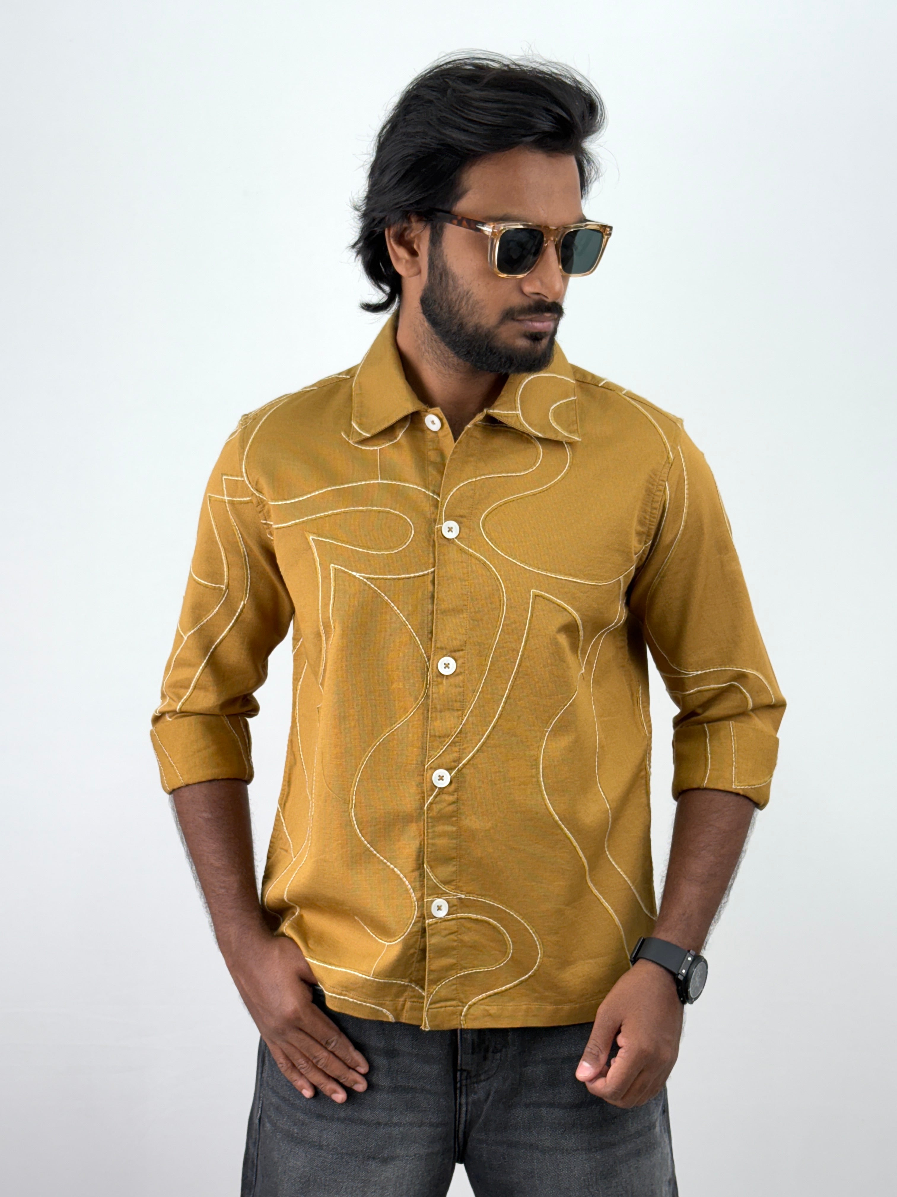 Mustard Embroidery Shacket