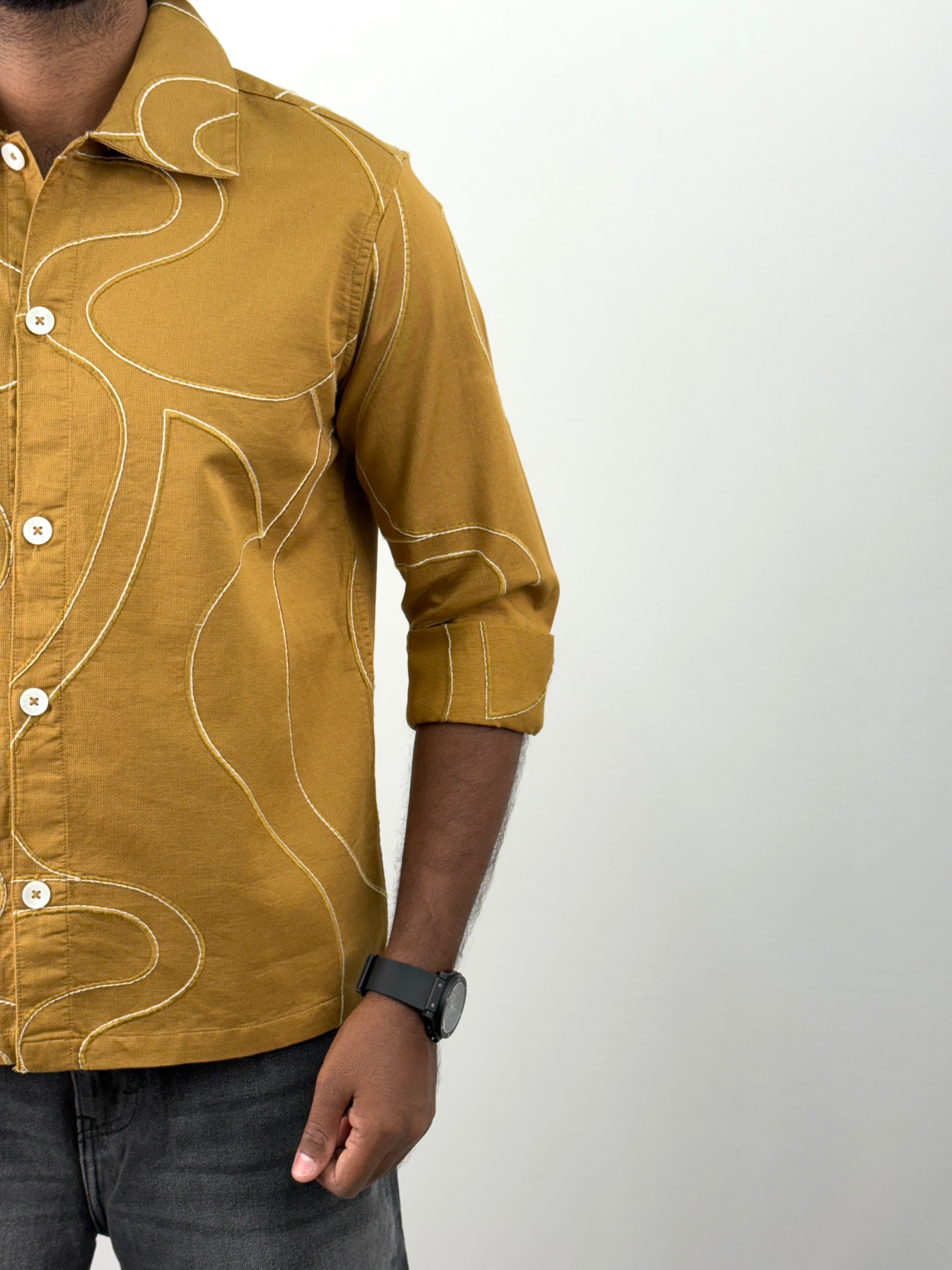 Mustard Embroidery Shacket