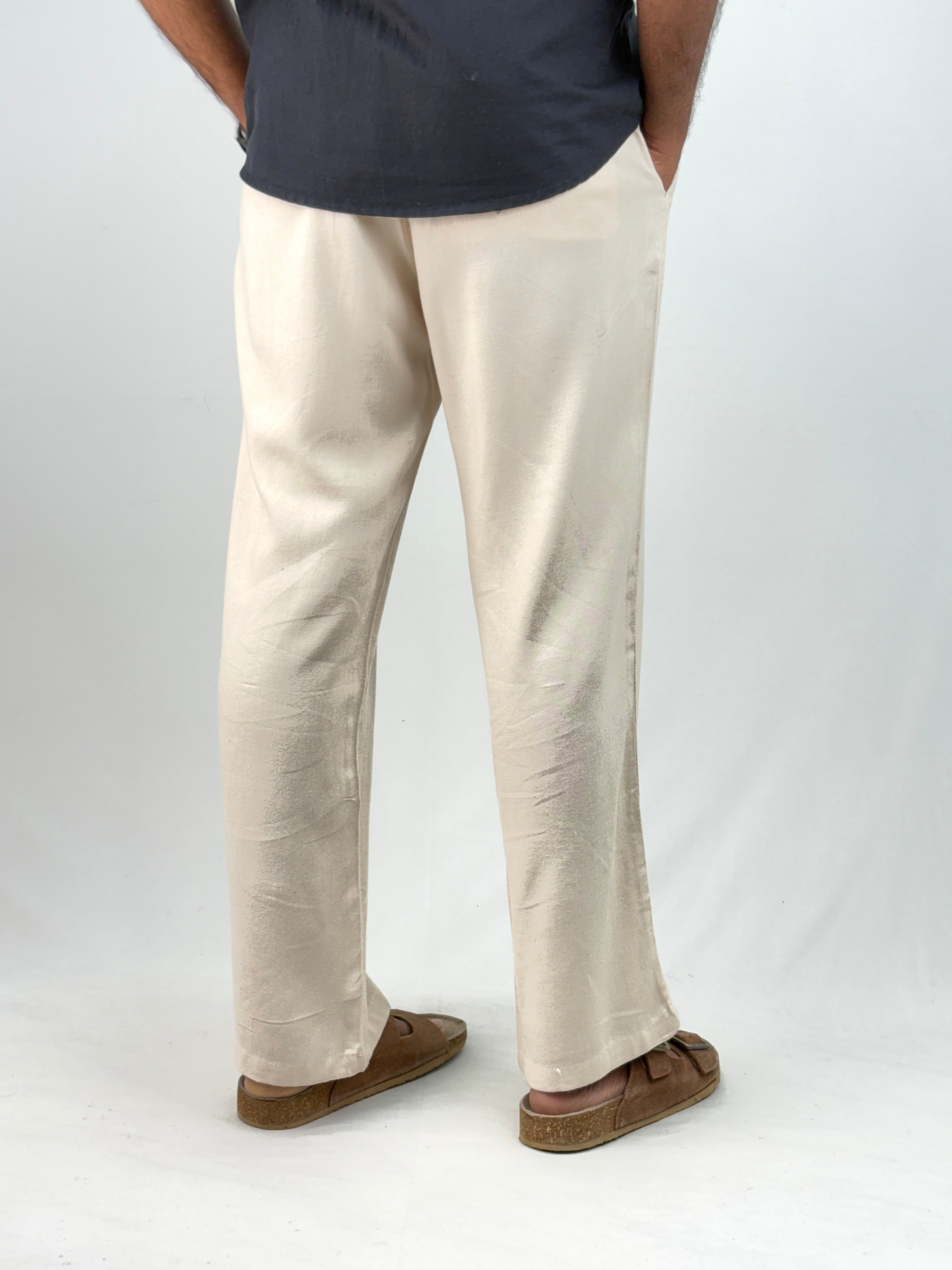 Beige Relaxed Fit Linen Pant 5