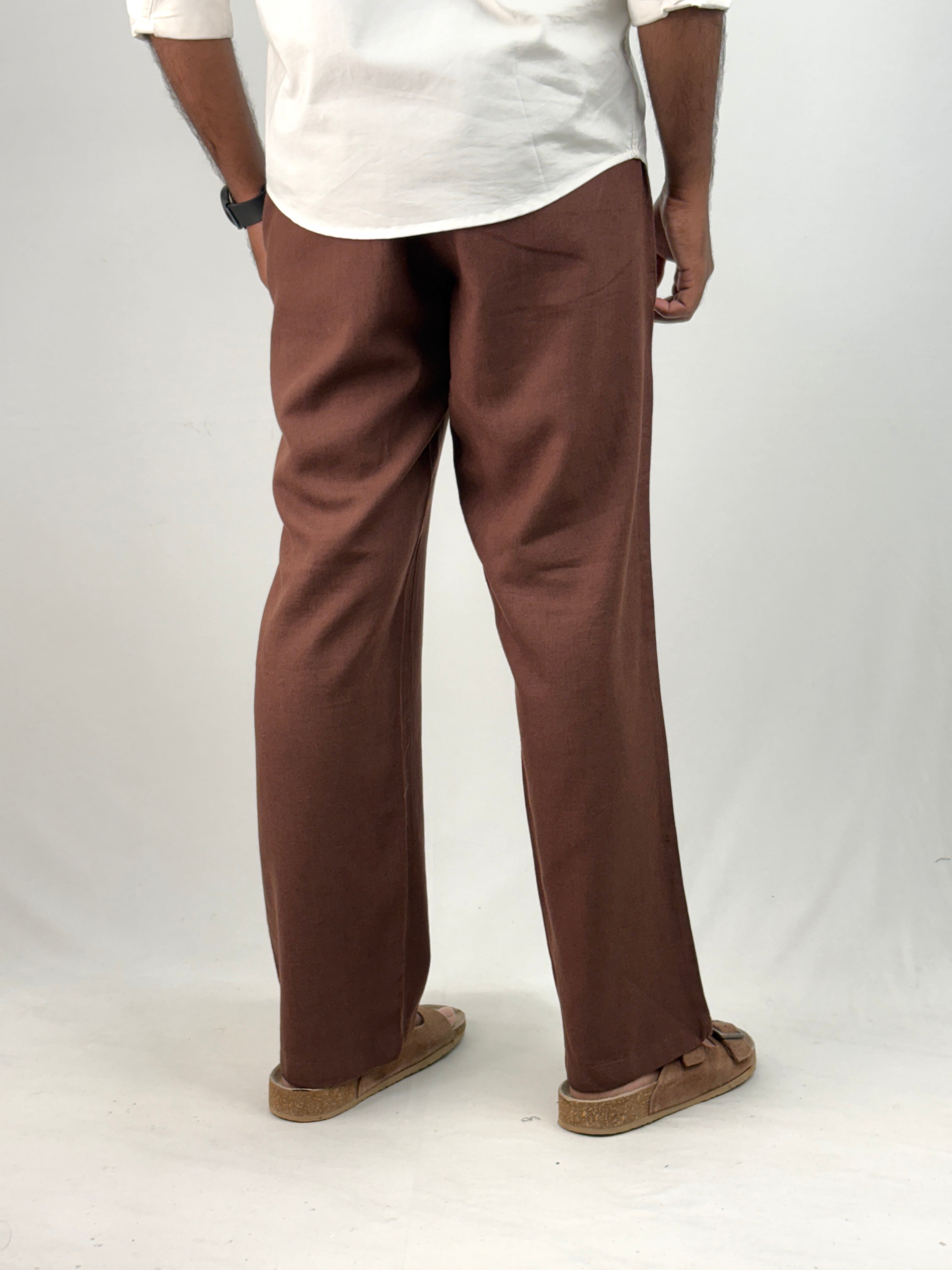 Dark Brown Relaxed Fit Linen Pant 5
