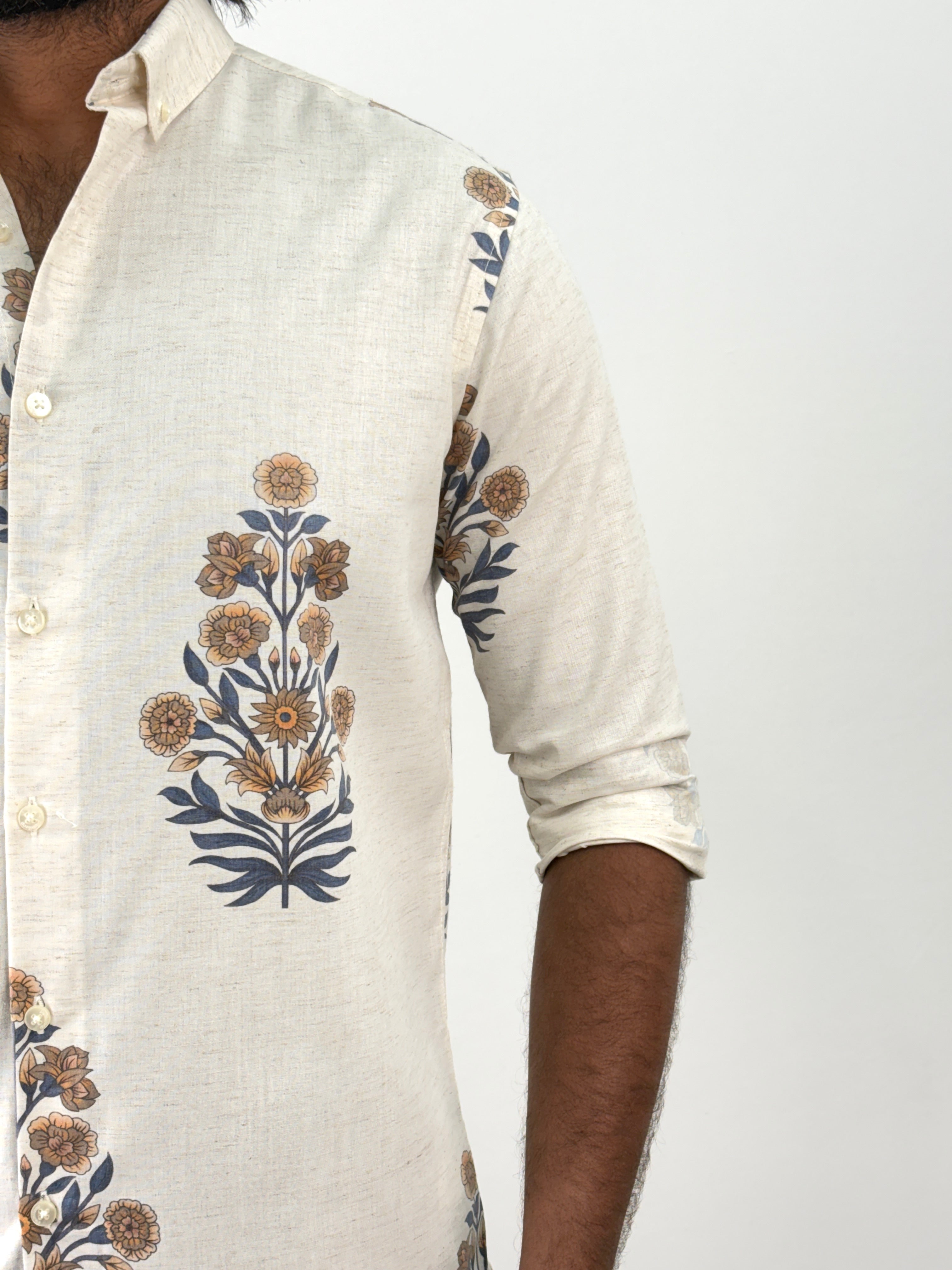 Navy Floral Printed Shirt