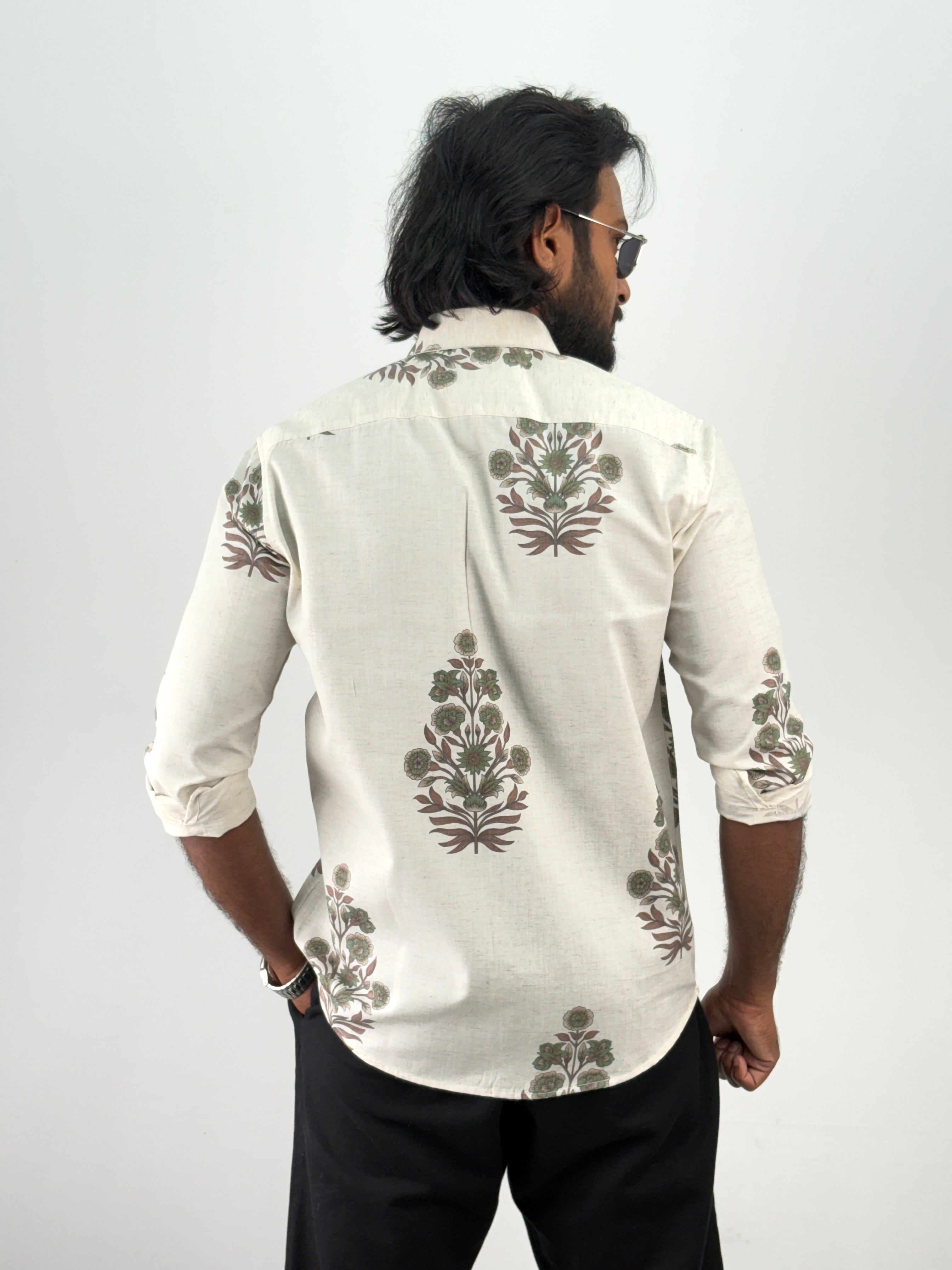 Green Floral Printed Shirt