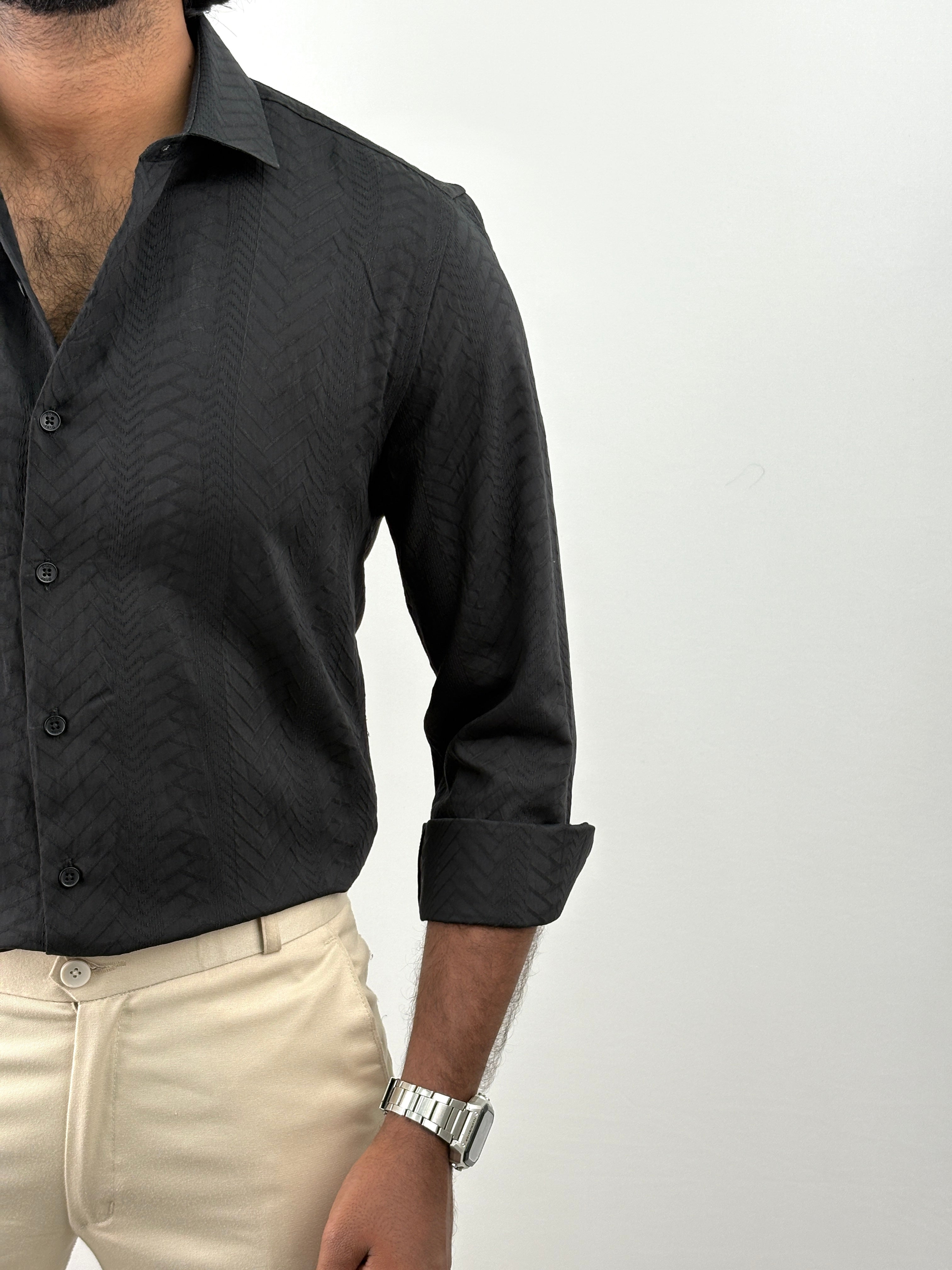 Black Self Textured Shirt