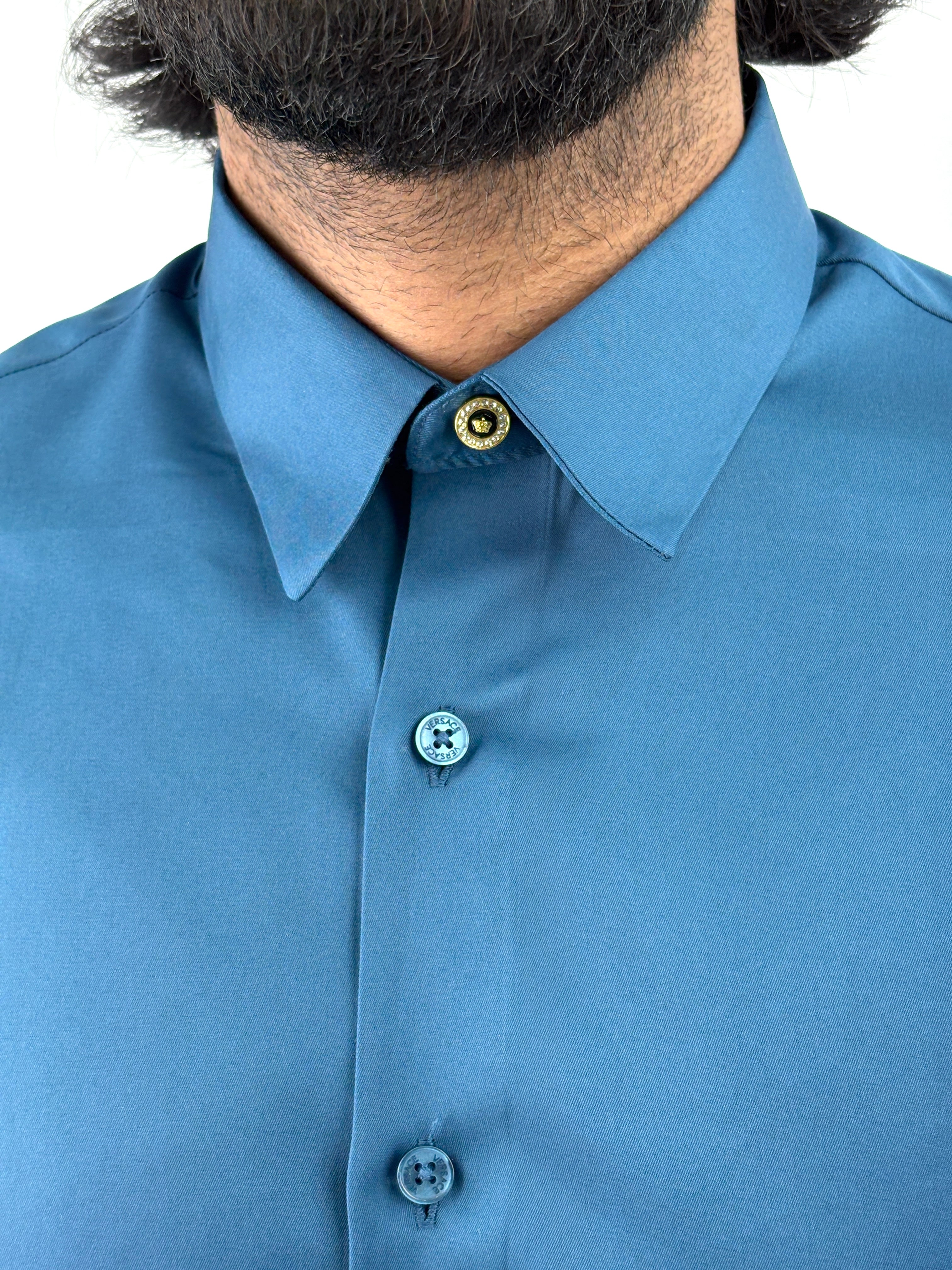 Peacock Blue Sateen Shirt