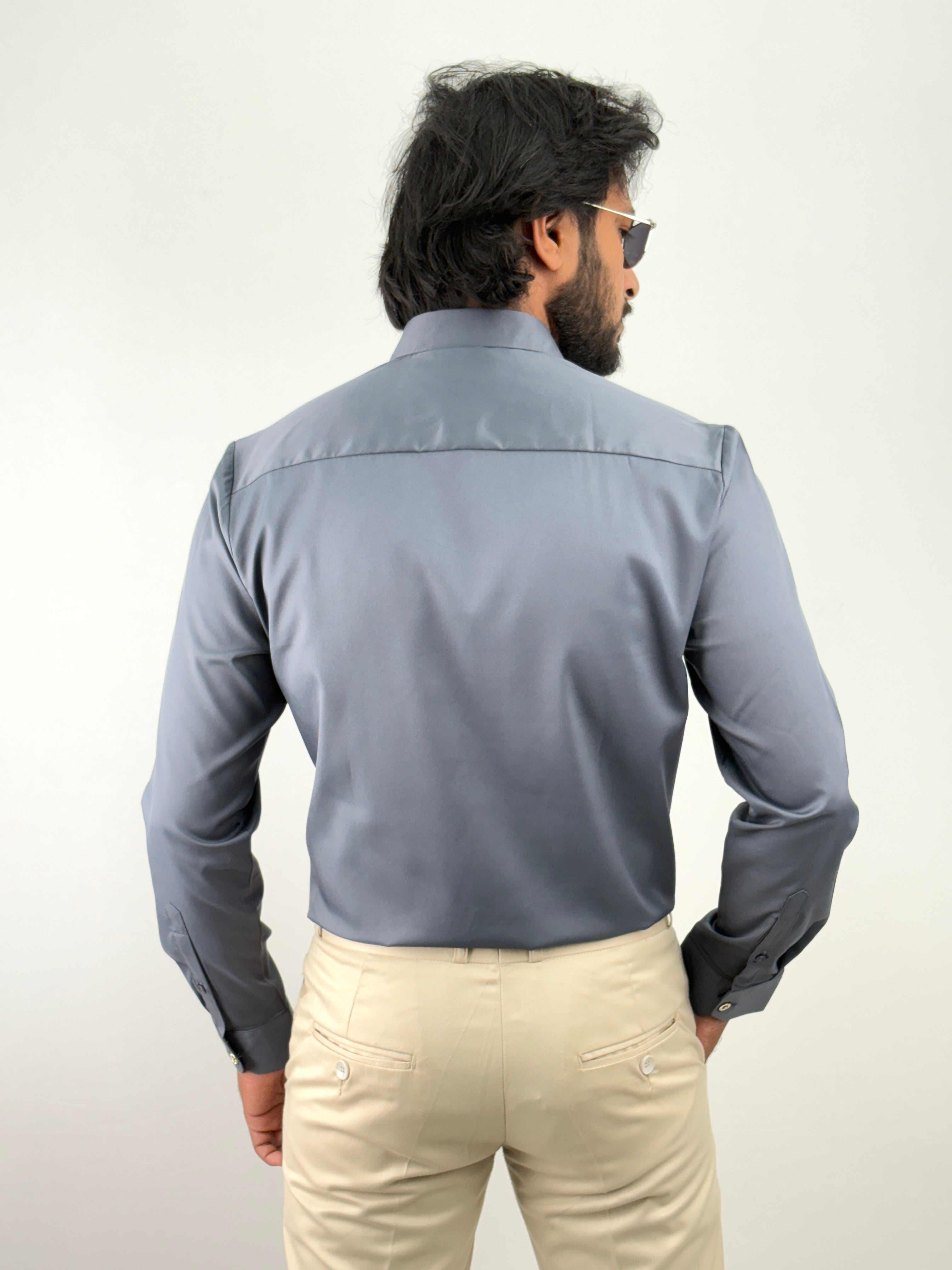Dark Grey Sateen Shirt