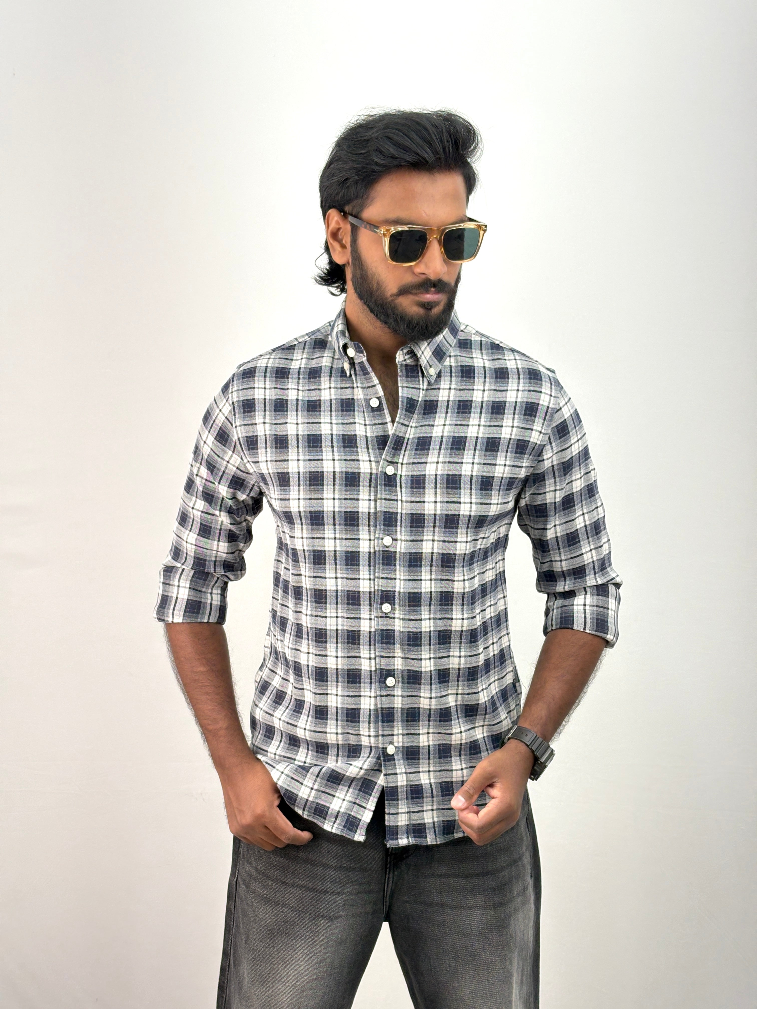 White Blue Flannel Shirt