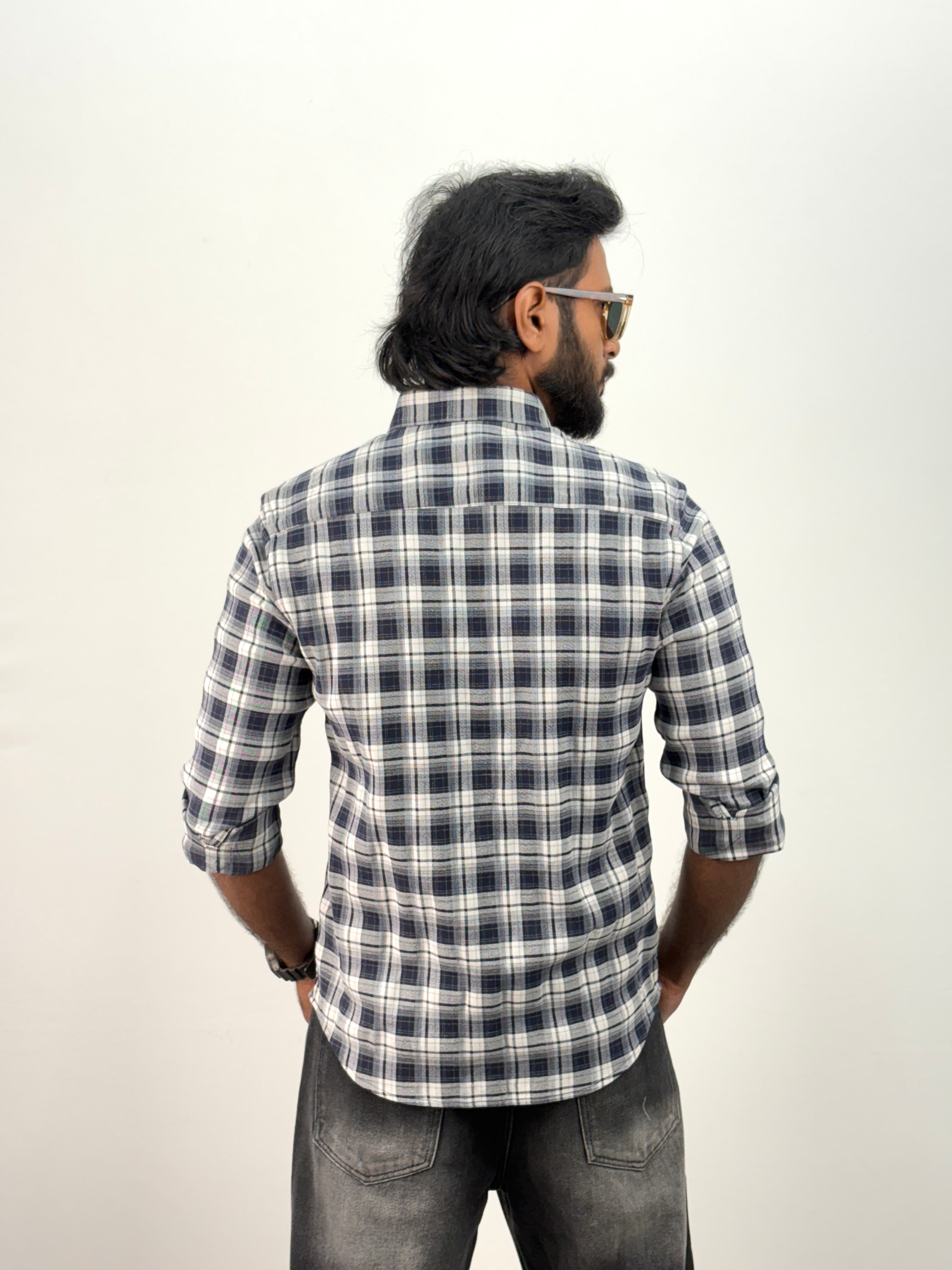 White Blue Flannel Shirt