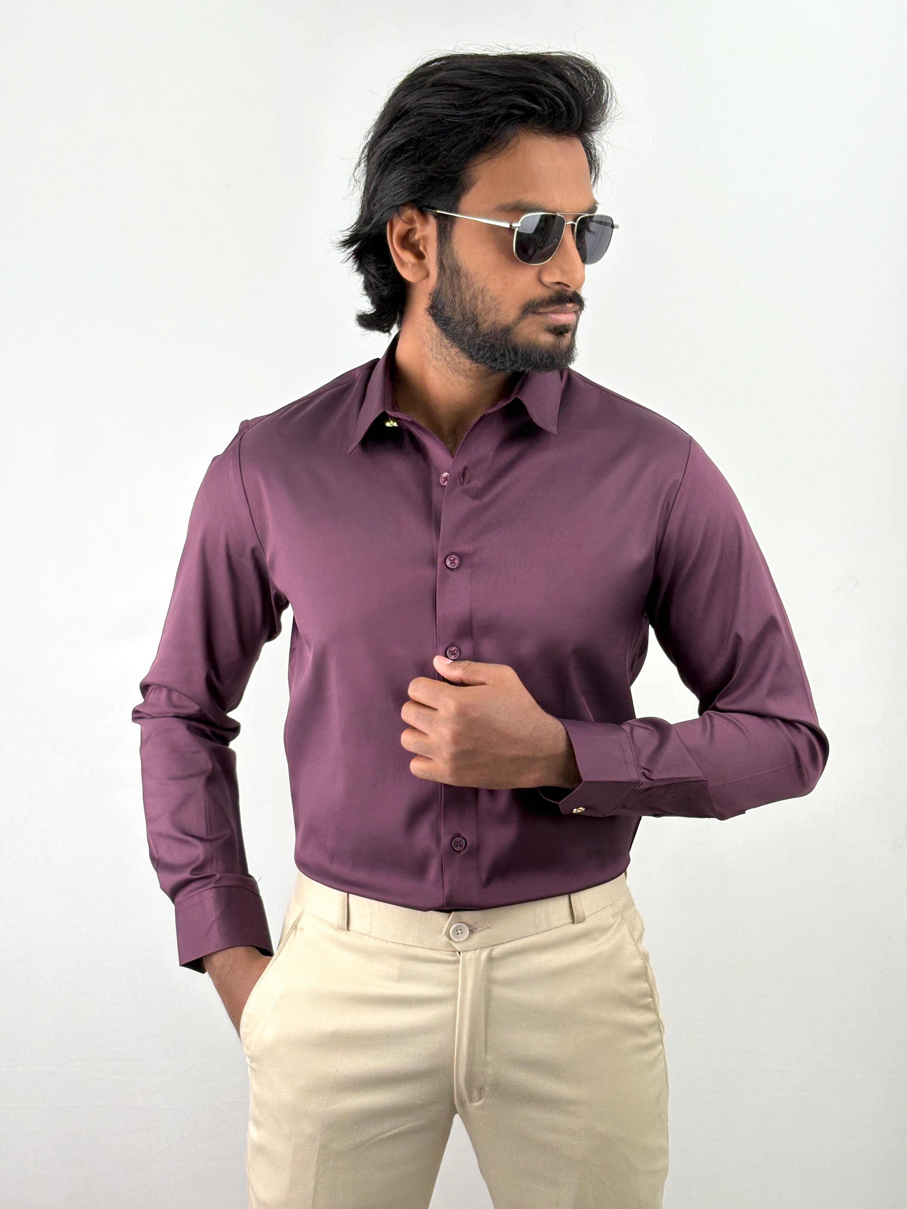 Wine Sateen Shirt
