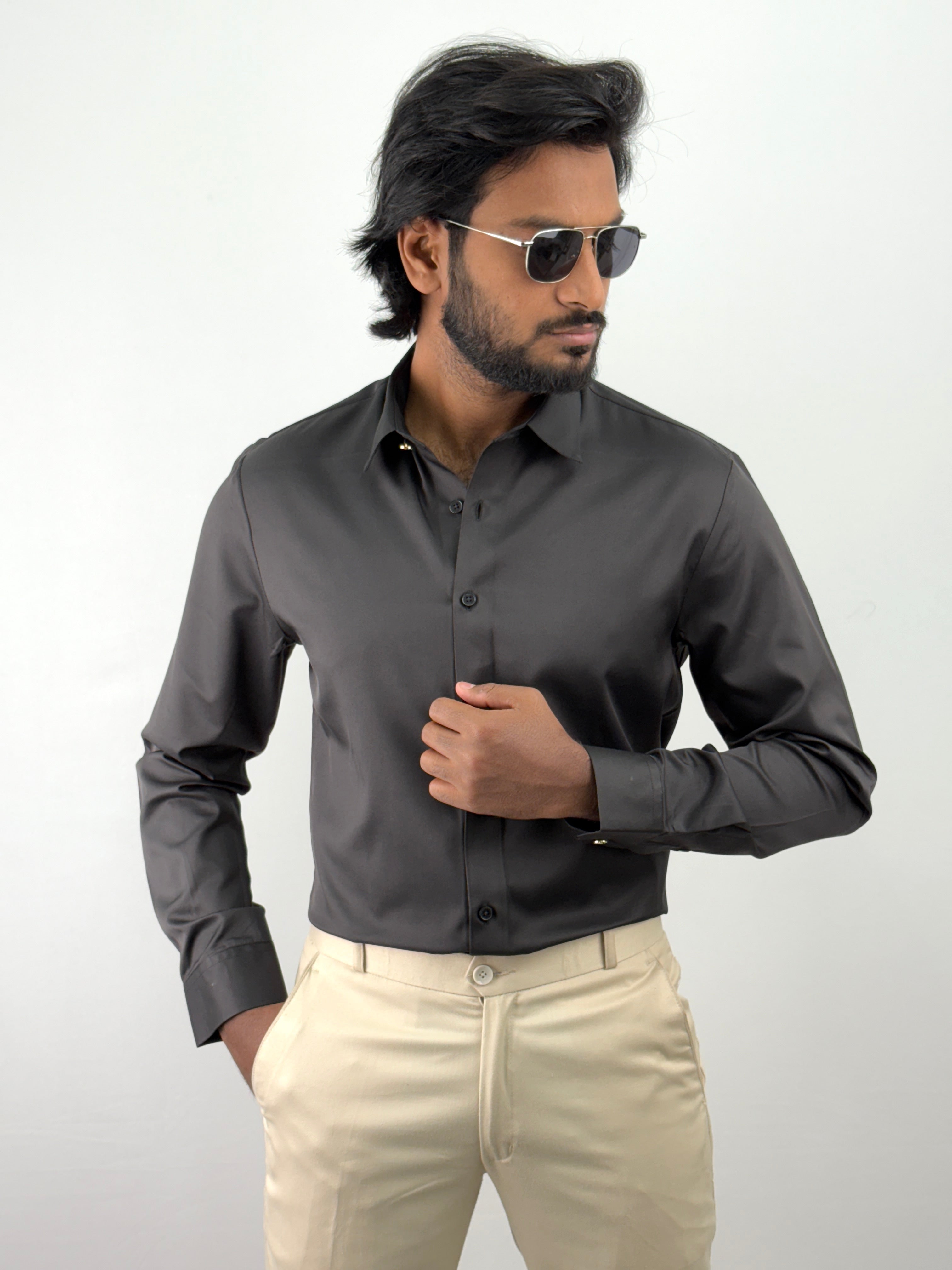 Black Sateen Shirt