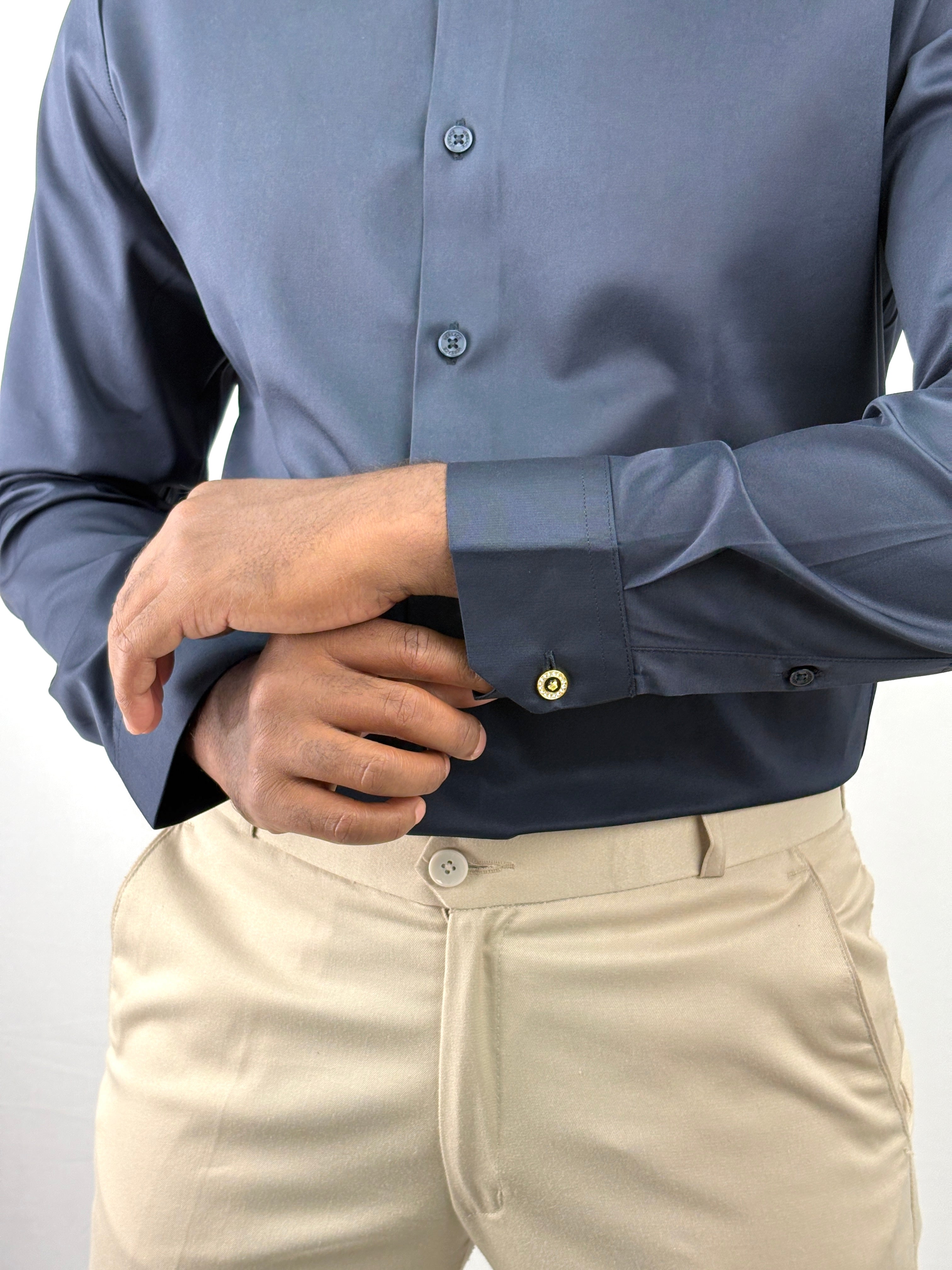 Navy Sateen Shirt