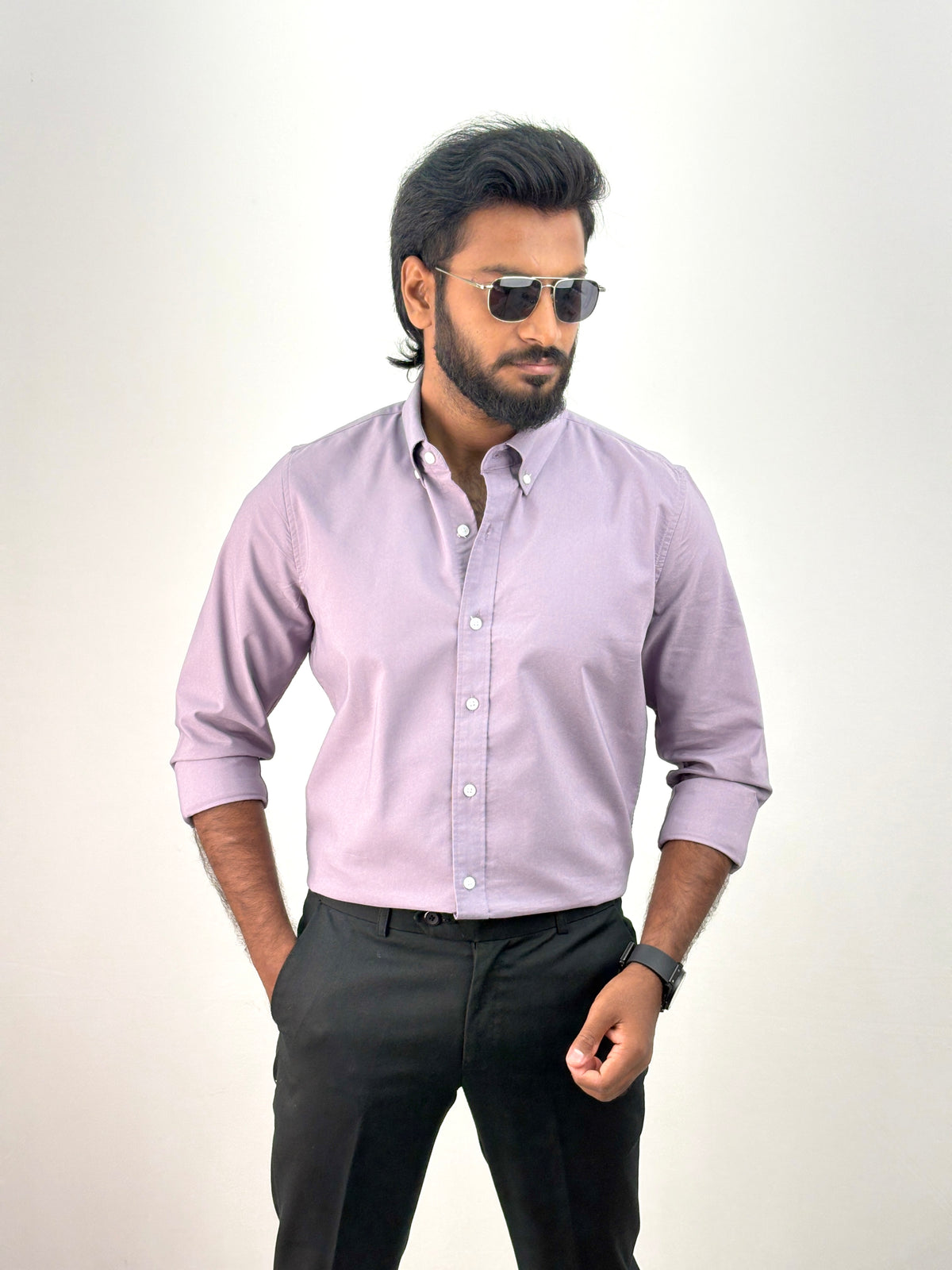 Light Lavendar Plain Oxford Shirt