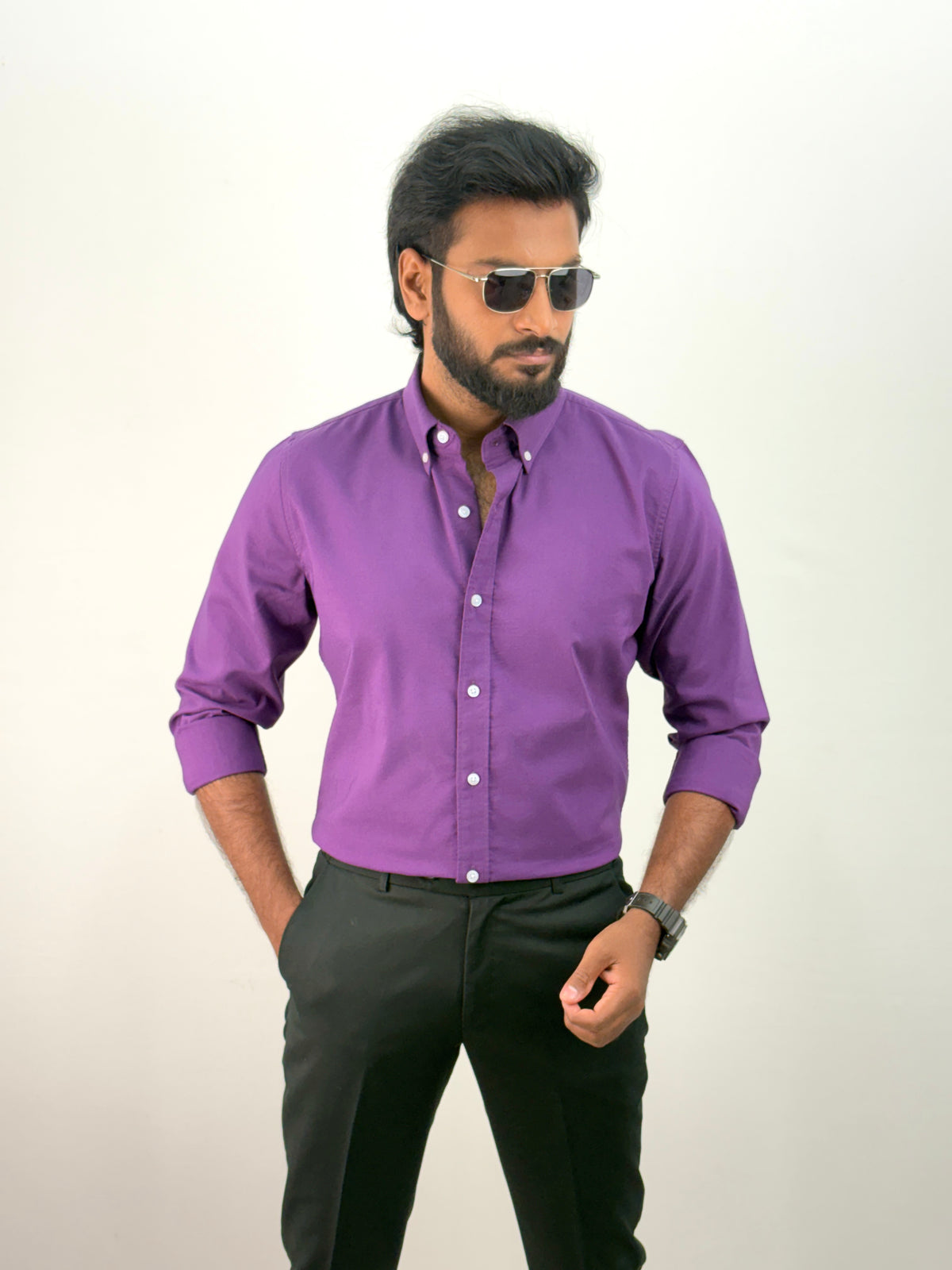 Purple Plain Oxford Shirt