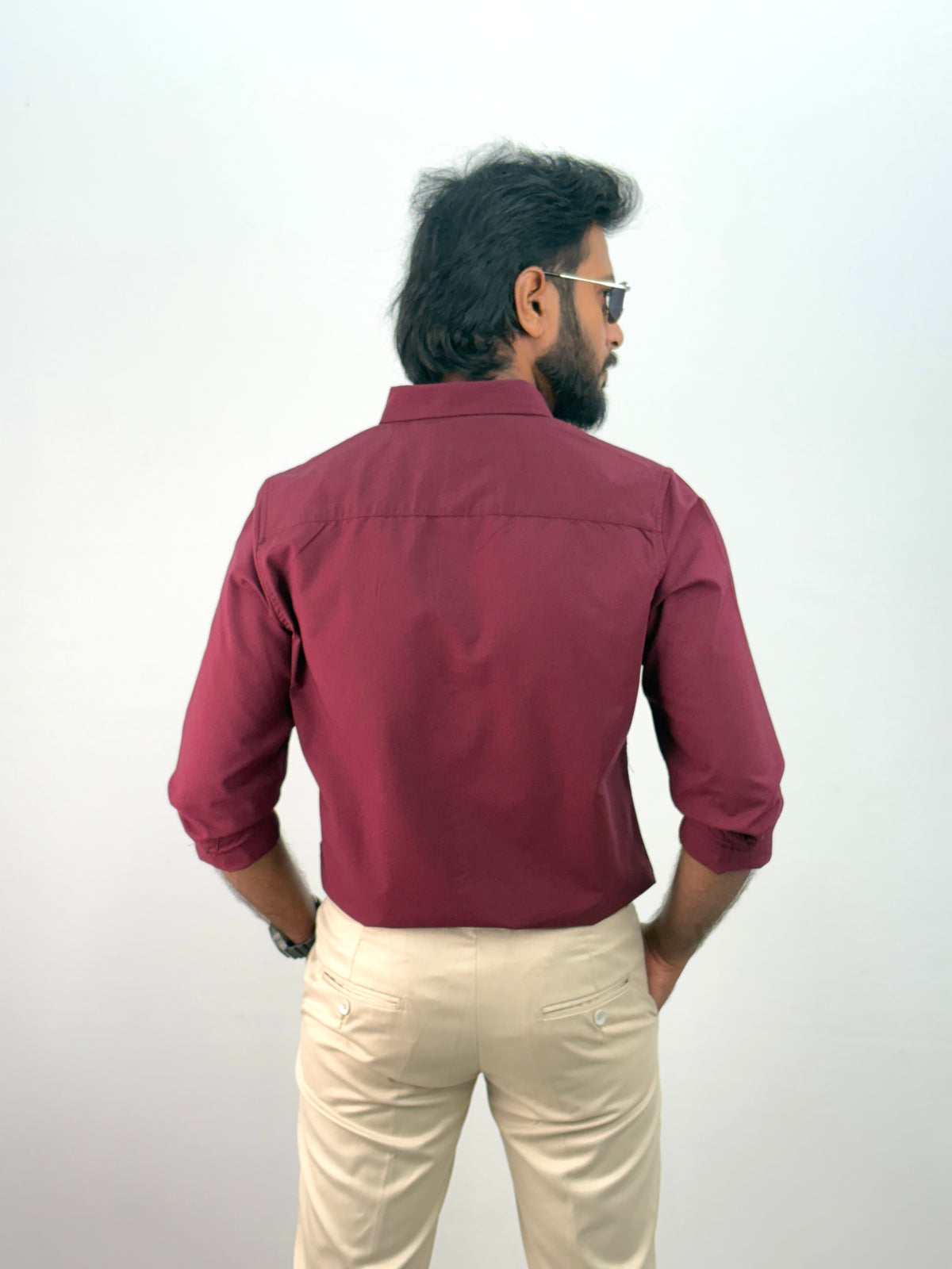 Maroon Plain Oxford Shirt