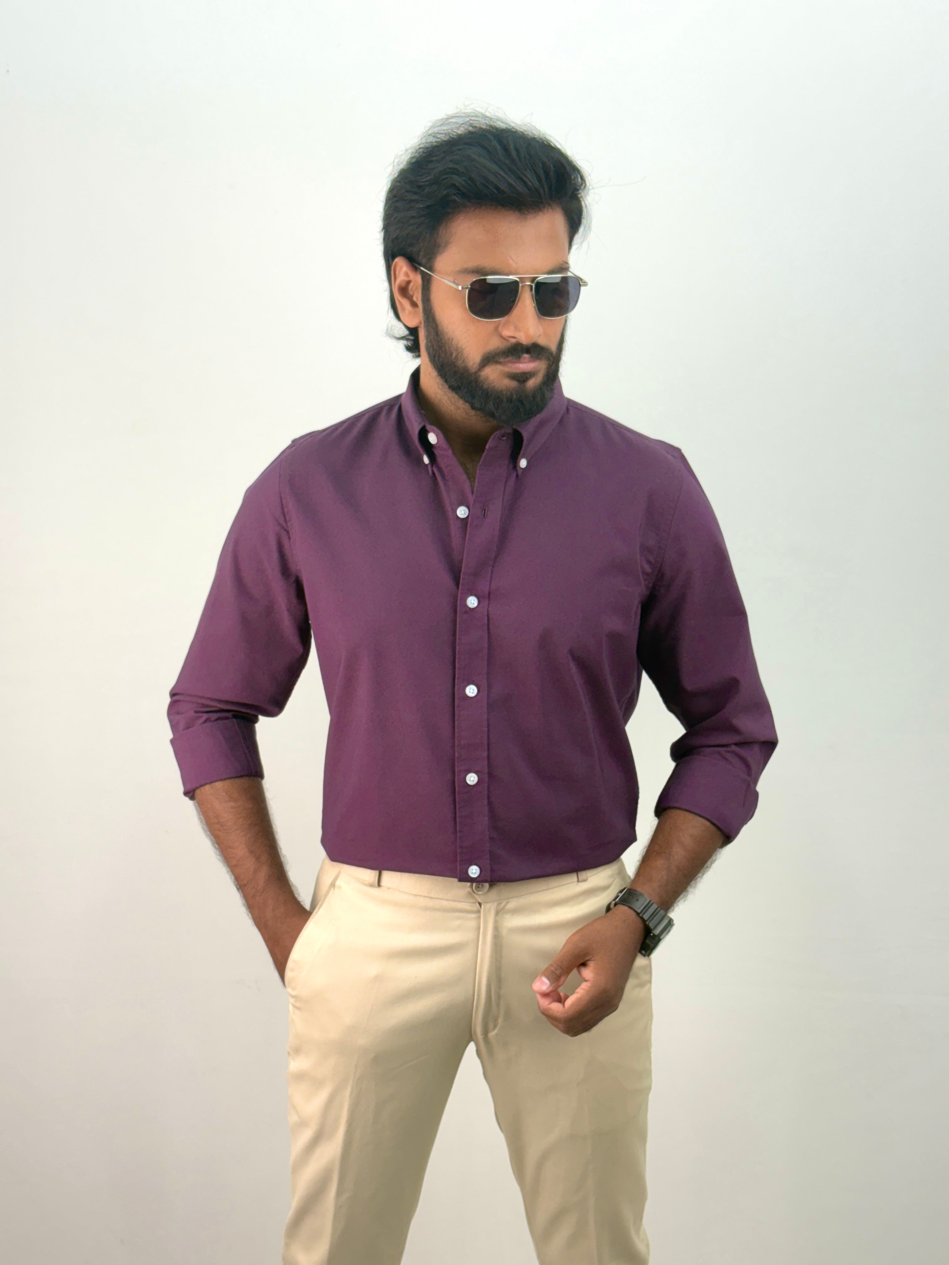 Violet Plain Oxford Shirt