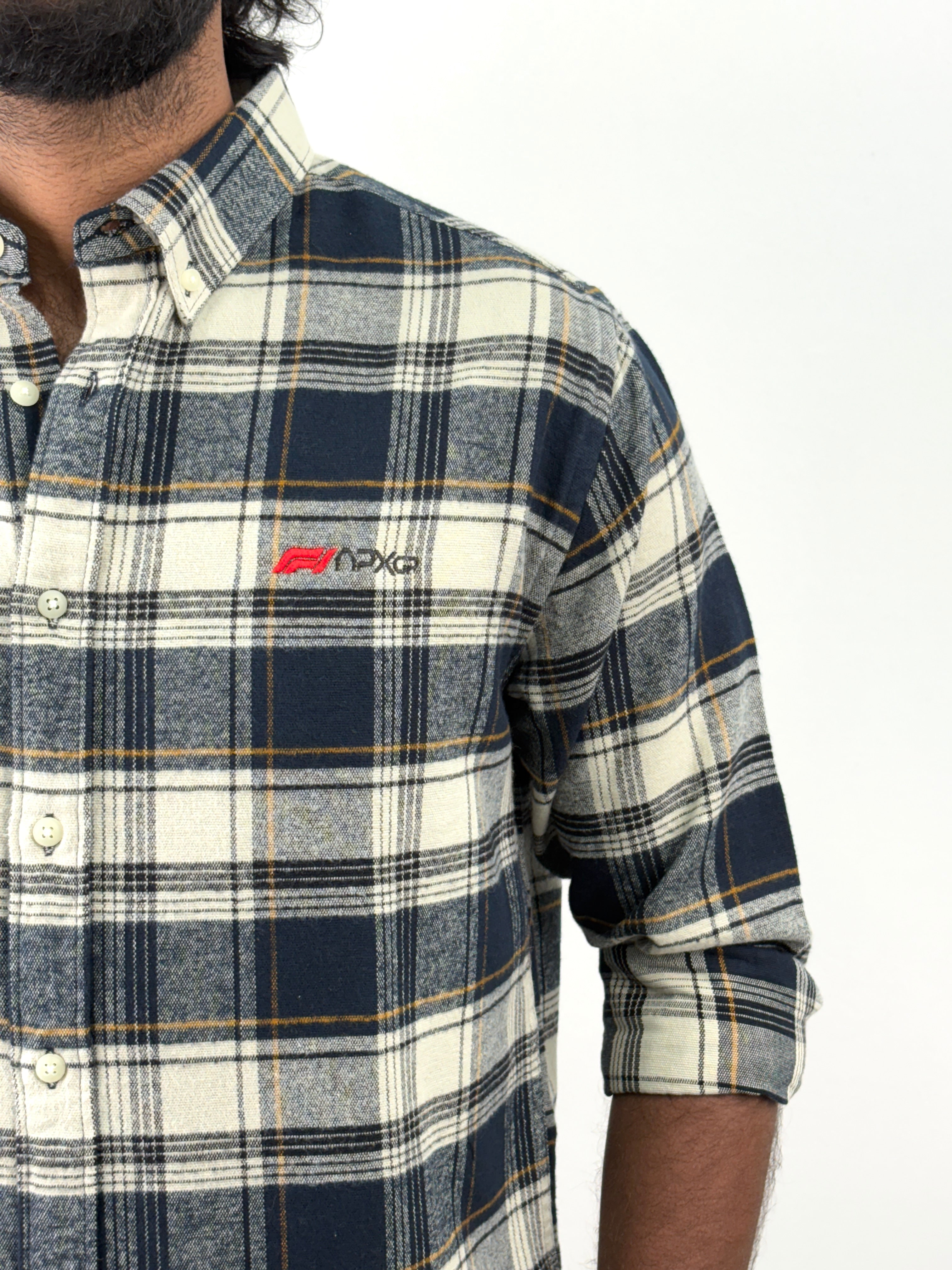 Navy White Flannel Shirts