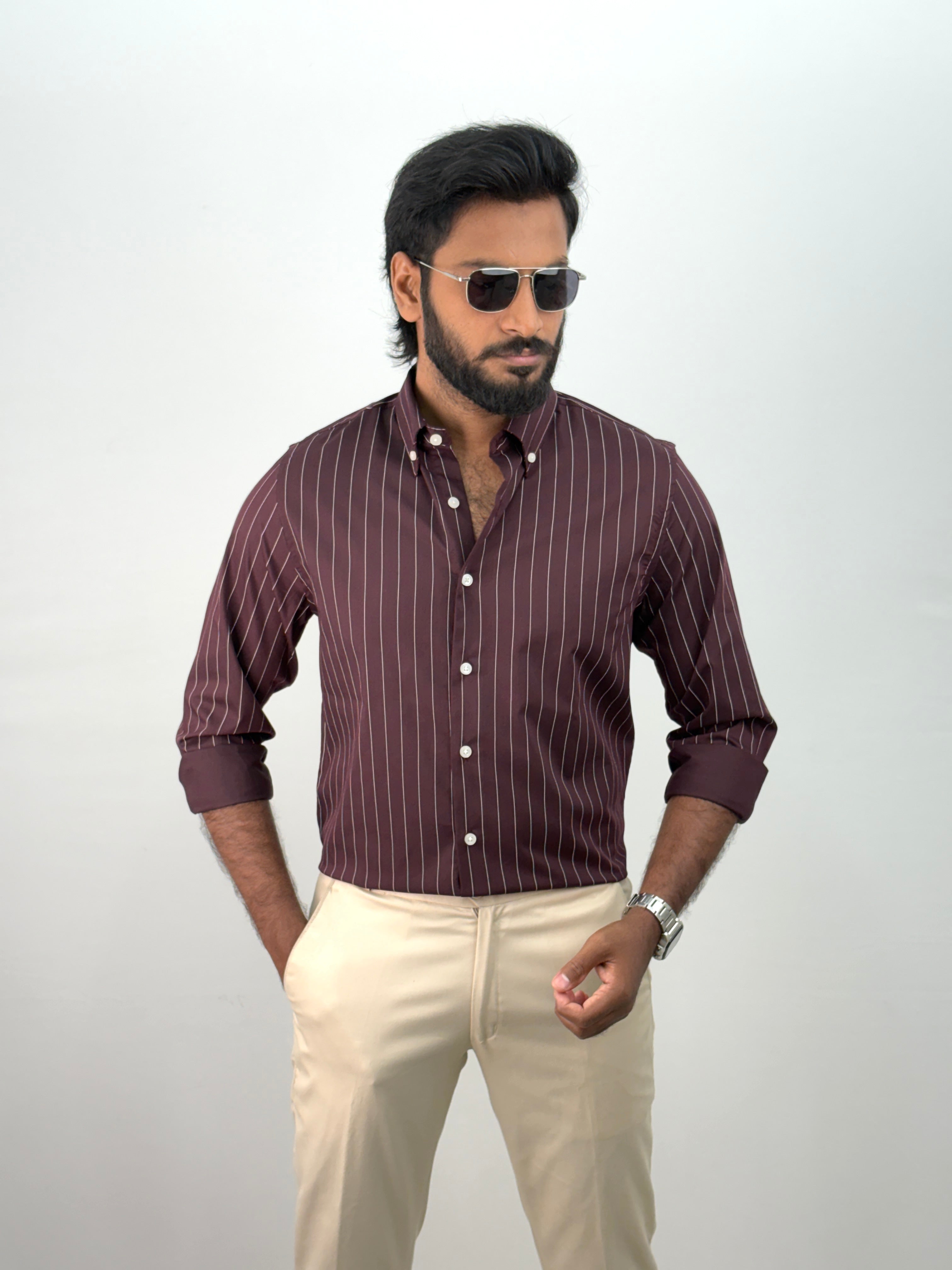Maroon IMP Stripe Shirt