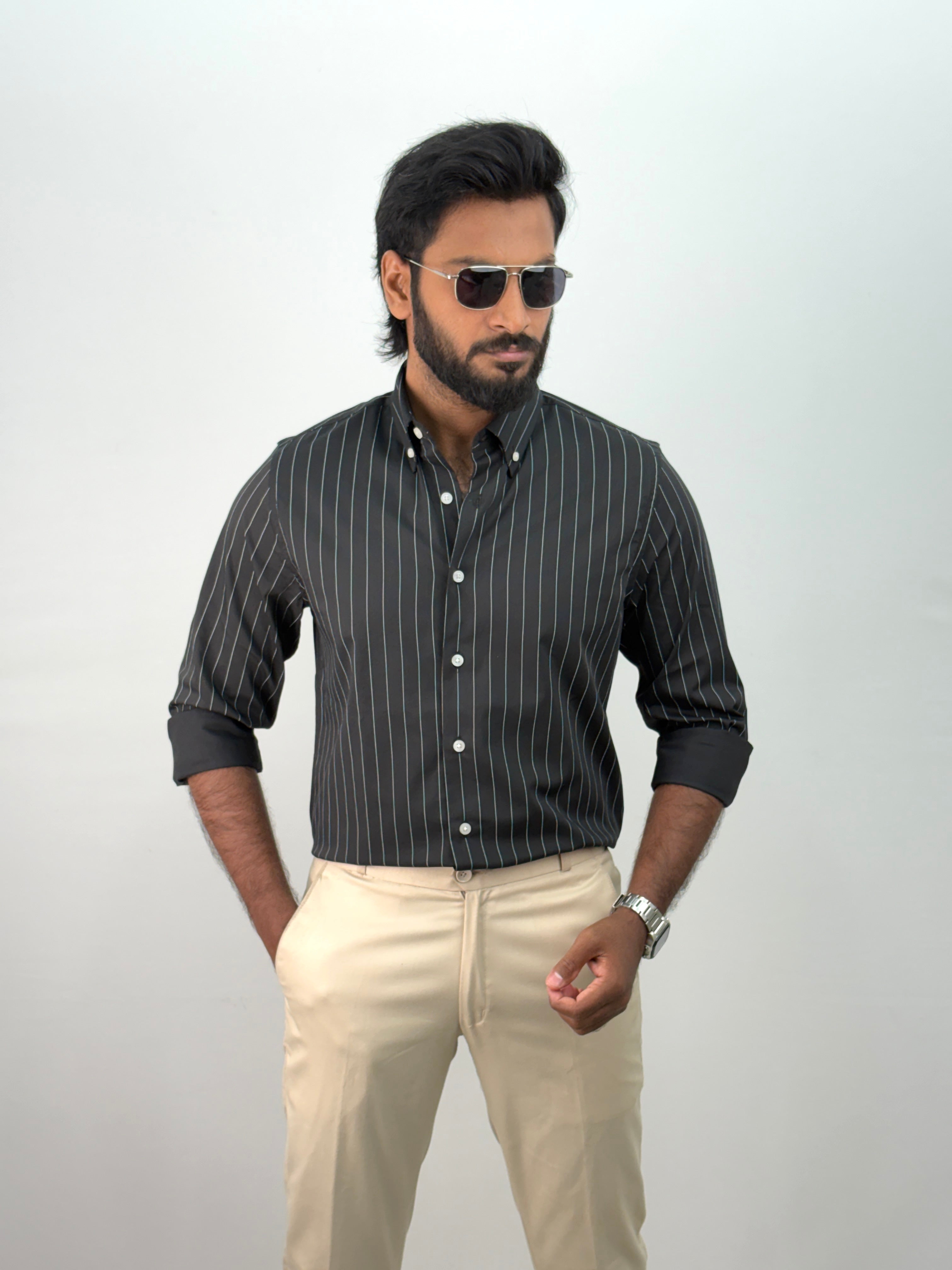 Black IMP Stripe Shirt