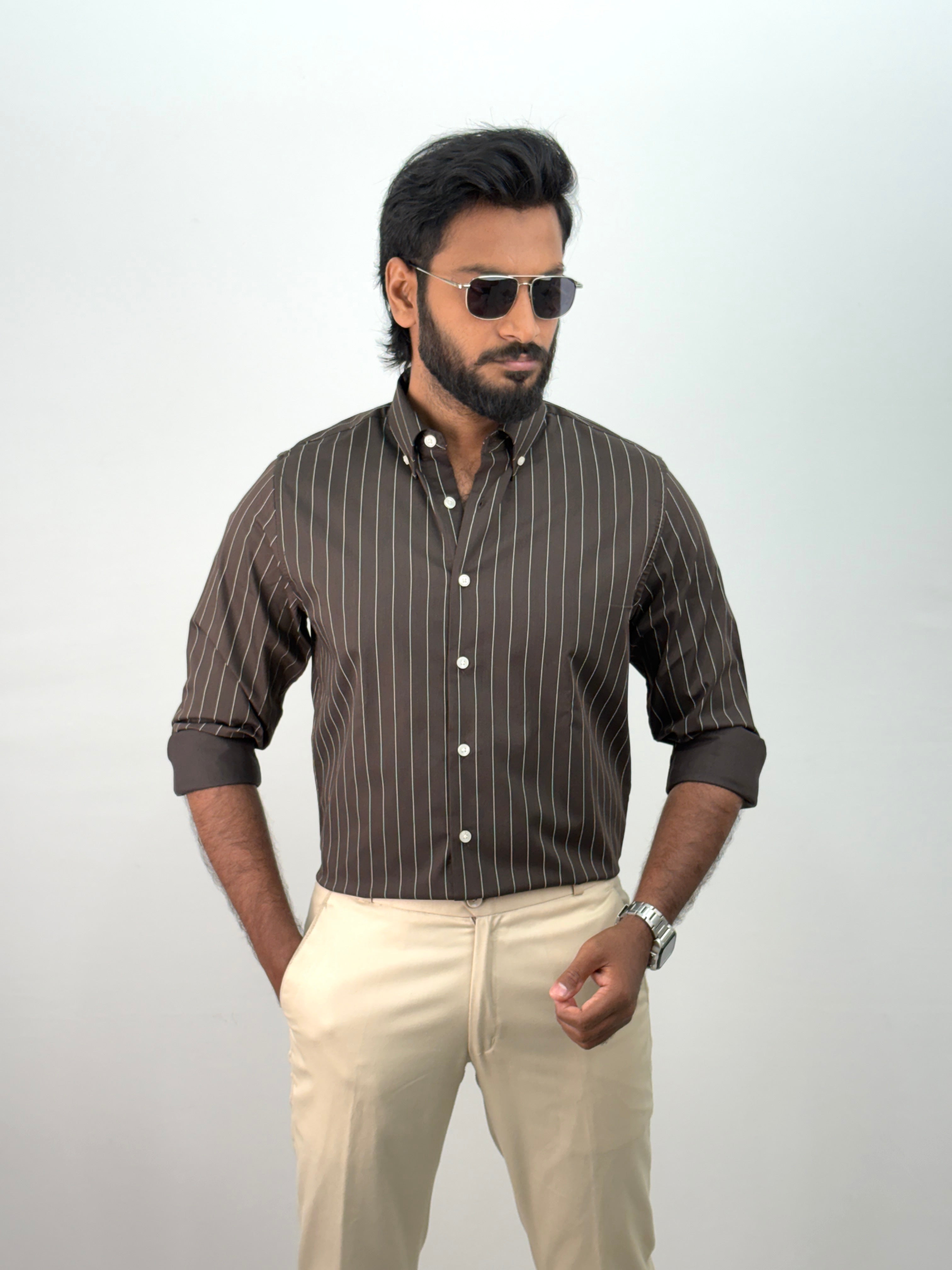Brown IMP Stripe Shirt