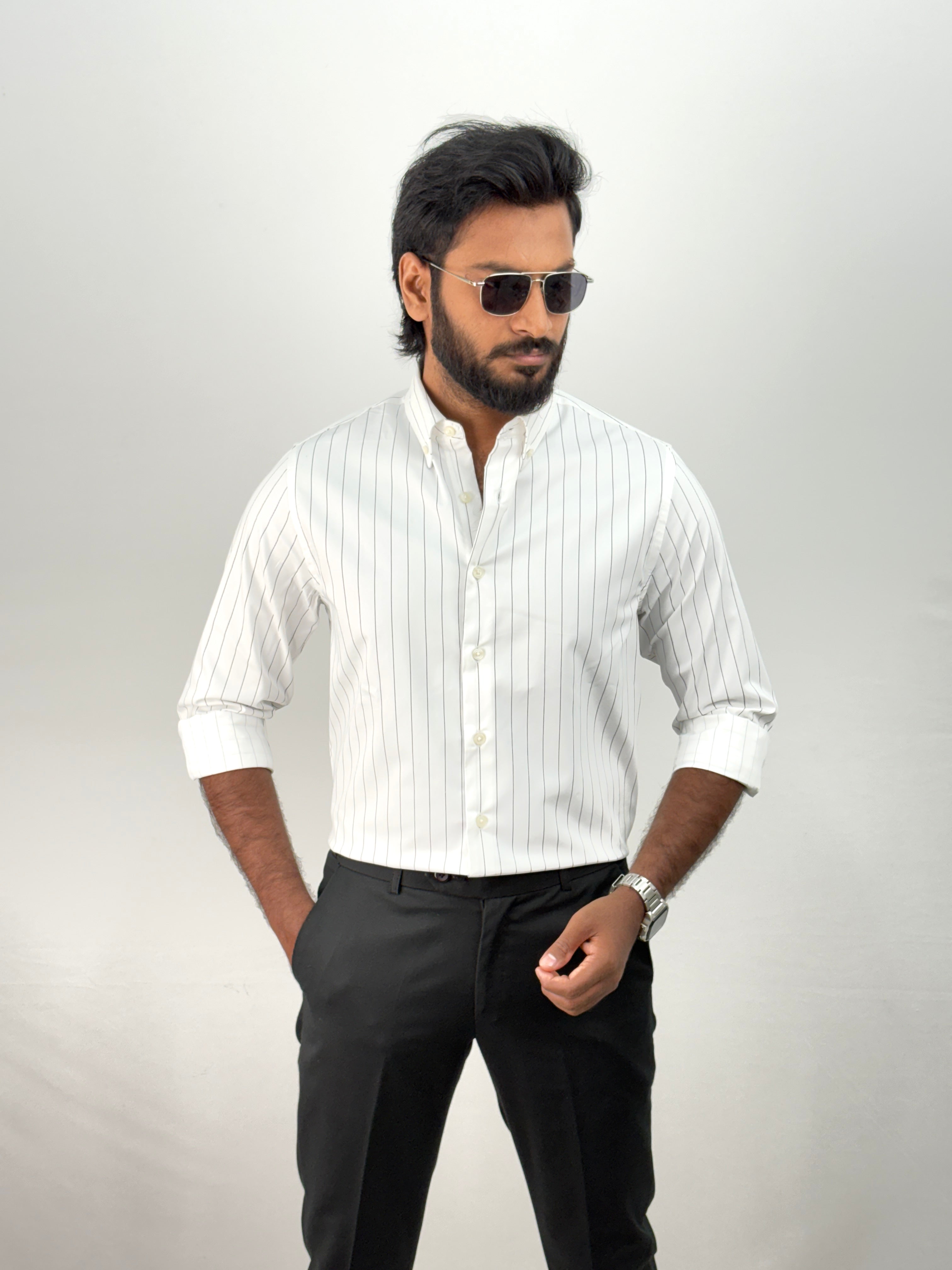 White IMP Stripe Shirt