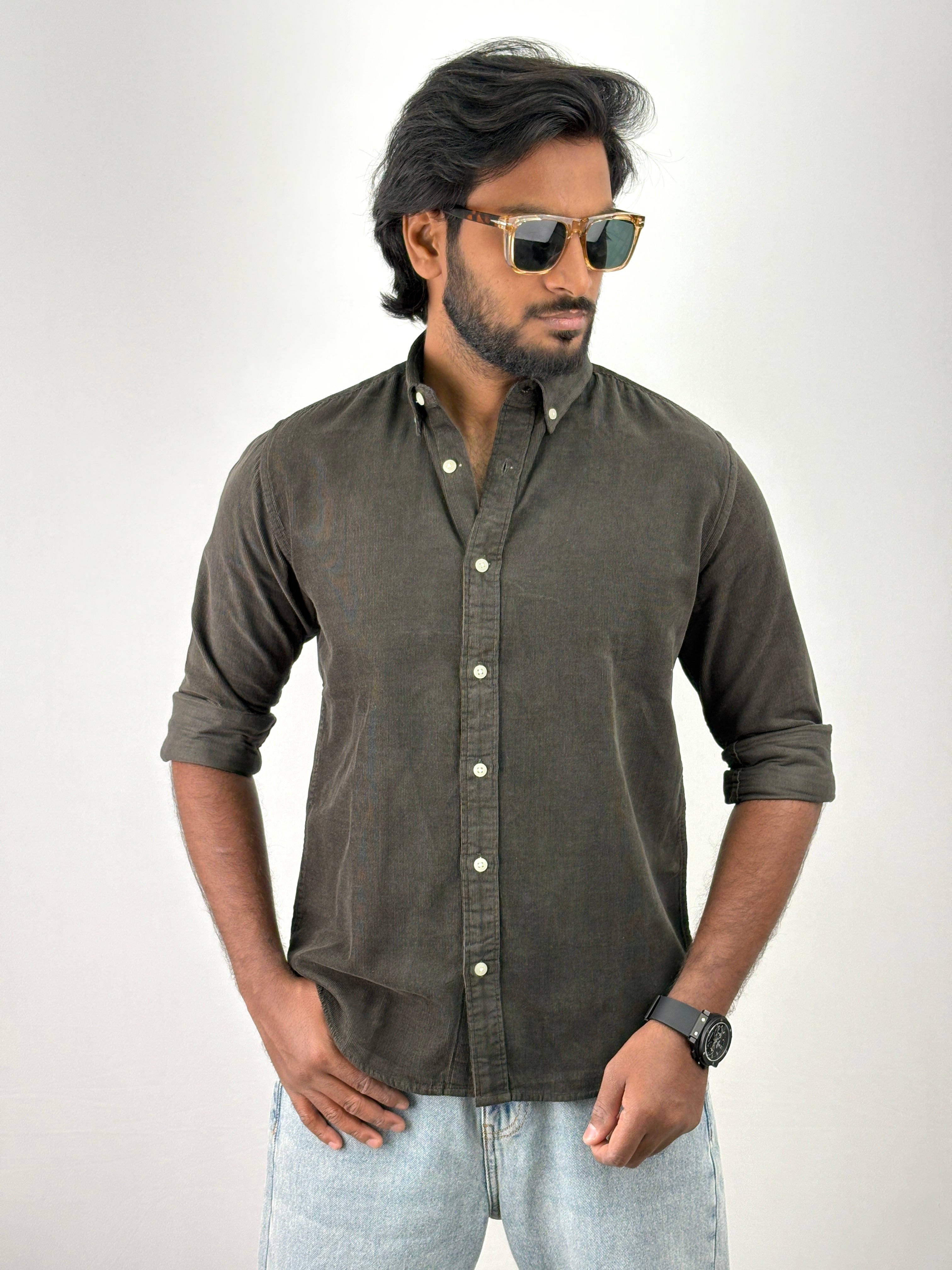 Dark Olive Corduroy Shirt
