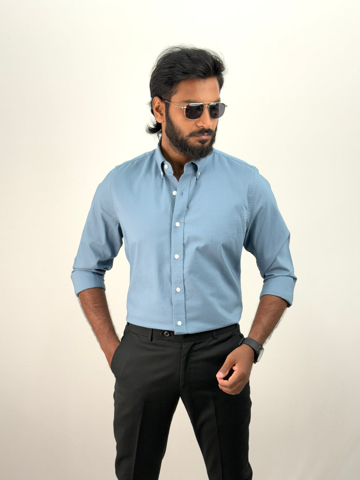 Blue Plain Oxford Shirt