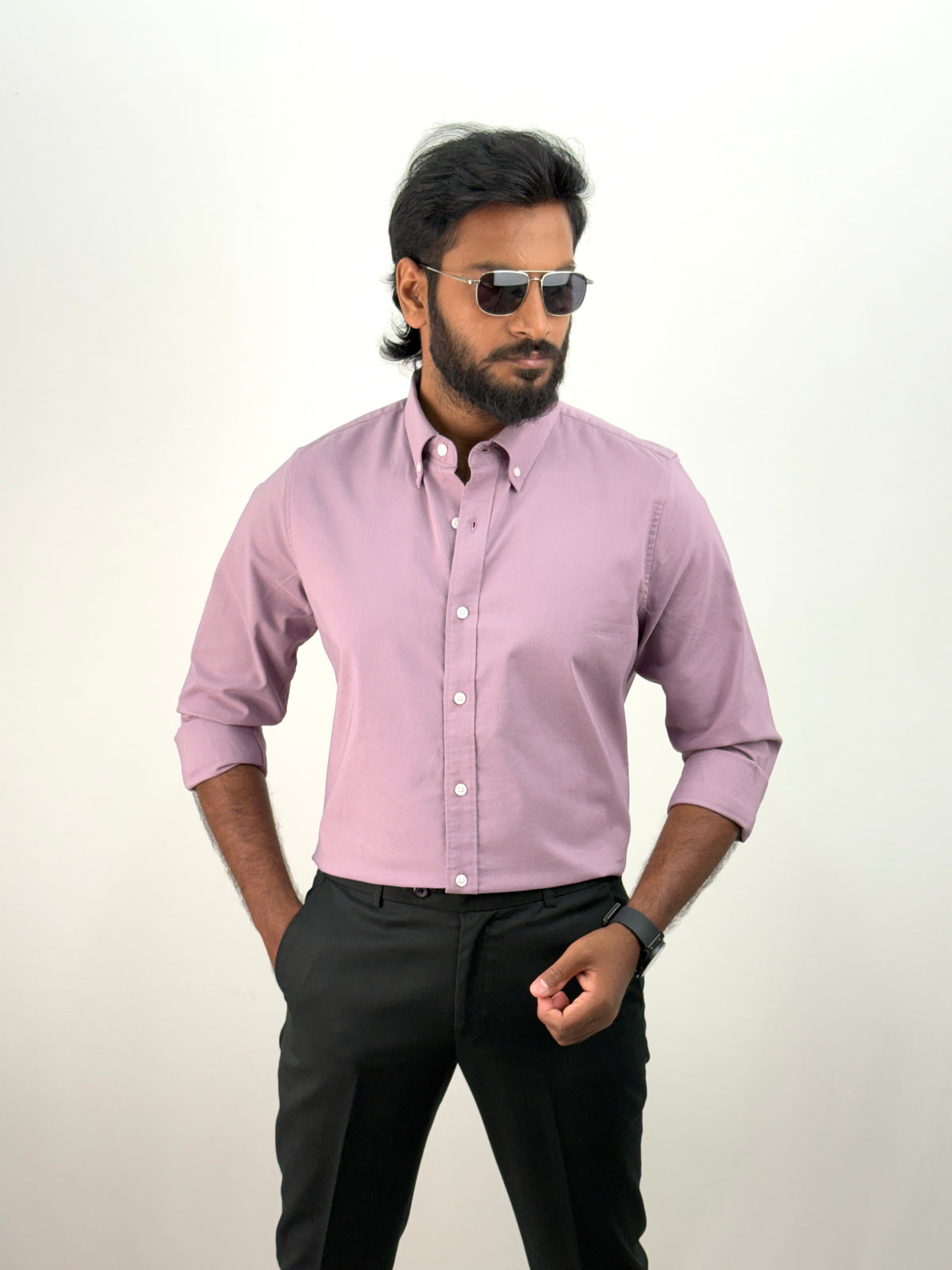 Mauve Plain Oxford Shirt
