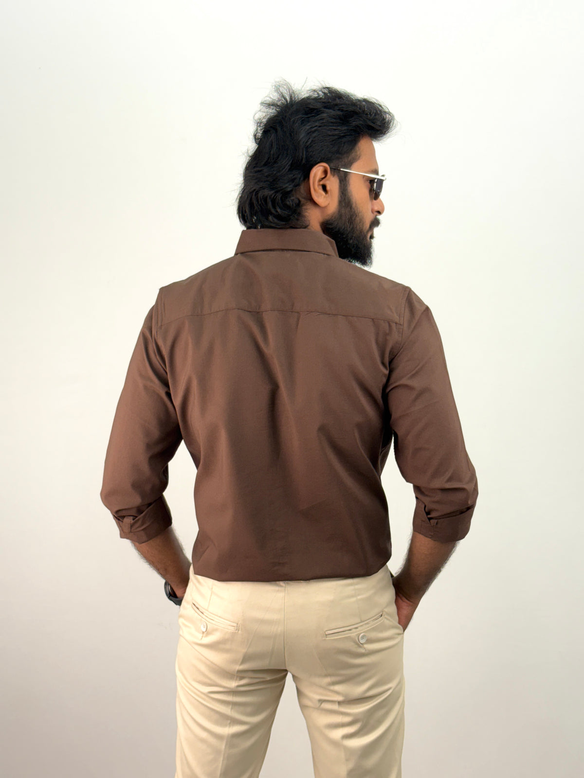 Dark Brown Plain Oxford Shirt