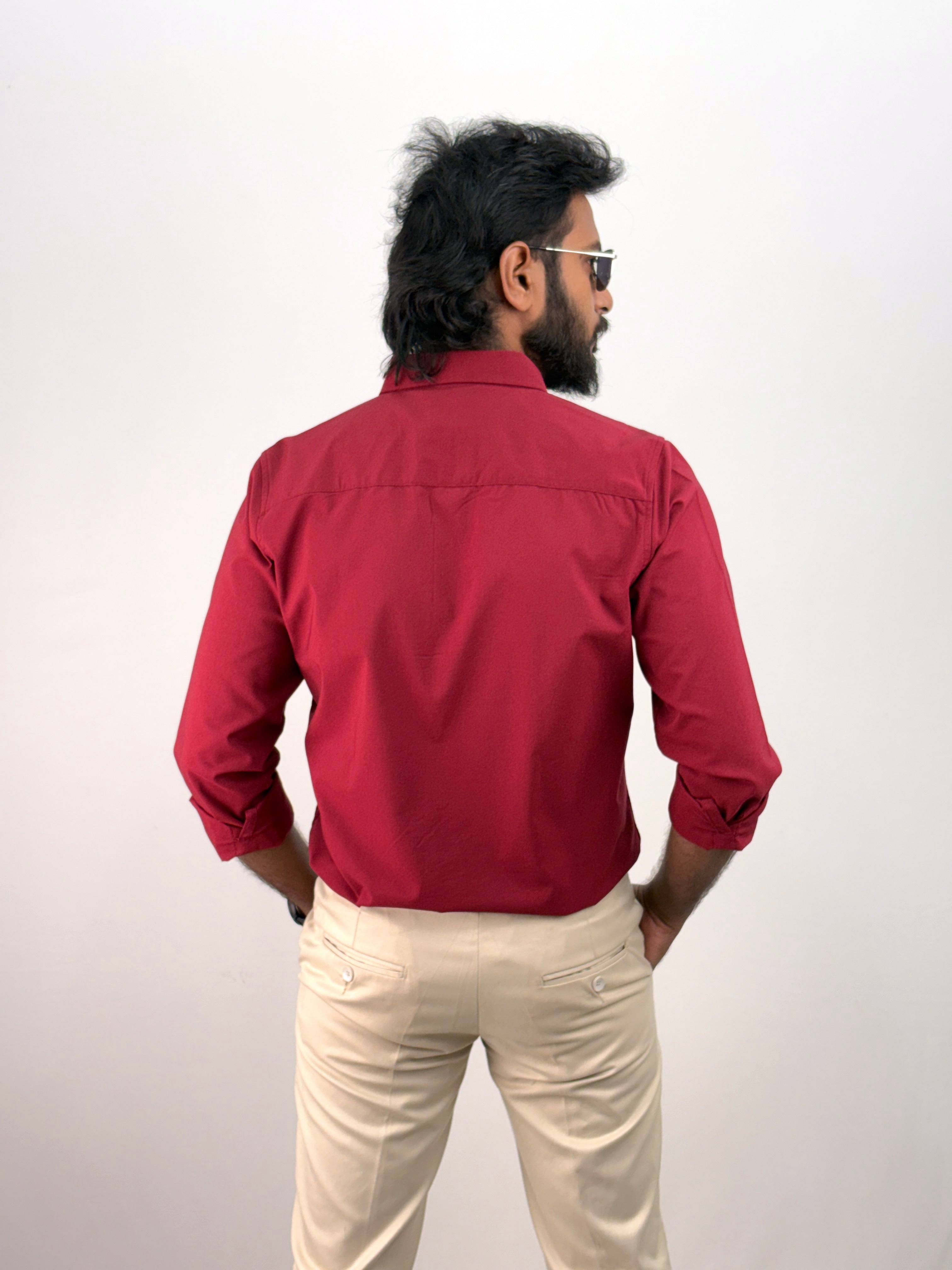 Red Plain Oxford Shirt