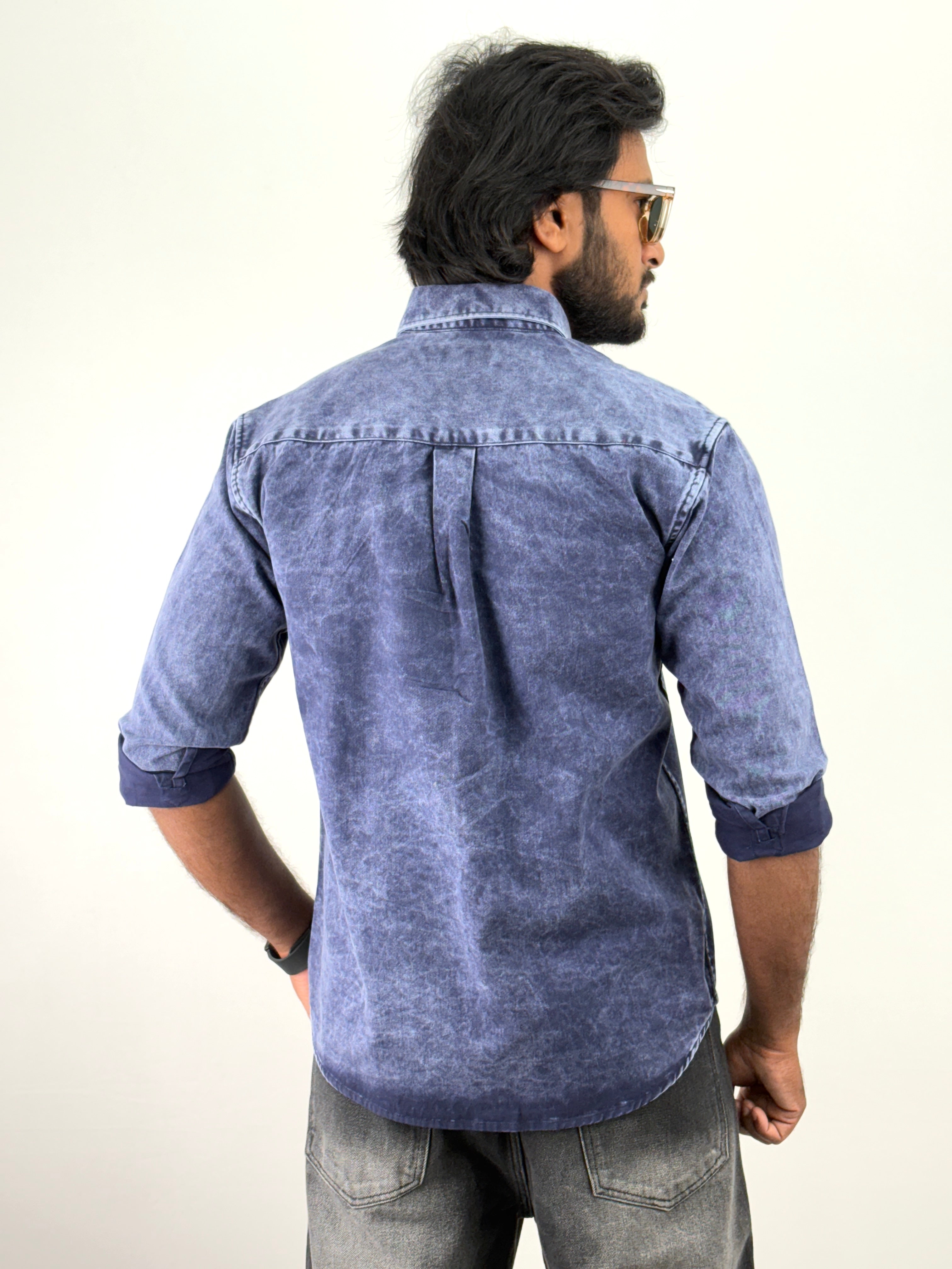 Blue Acid Wash Denim Shirts